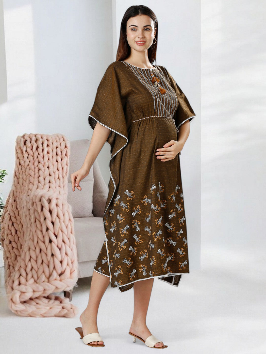 STYLISH BREASTFEEDING KAFTAN FOR MOTHER WITH ZIPPERS