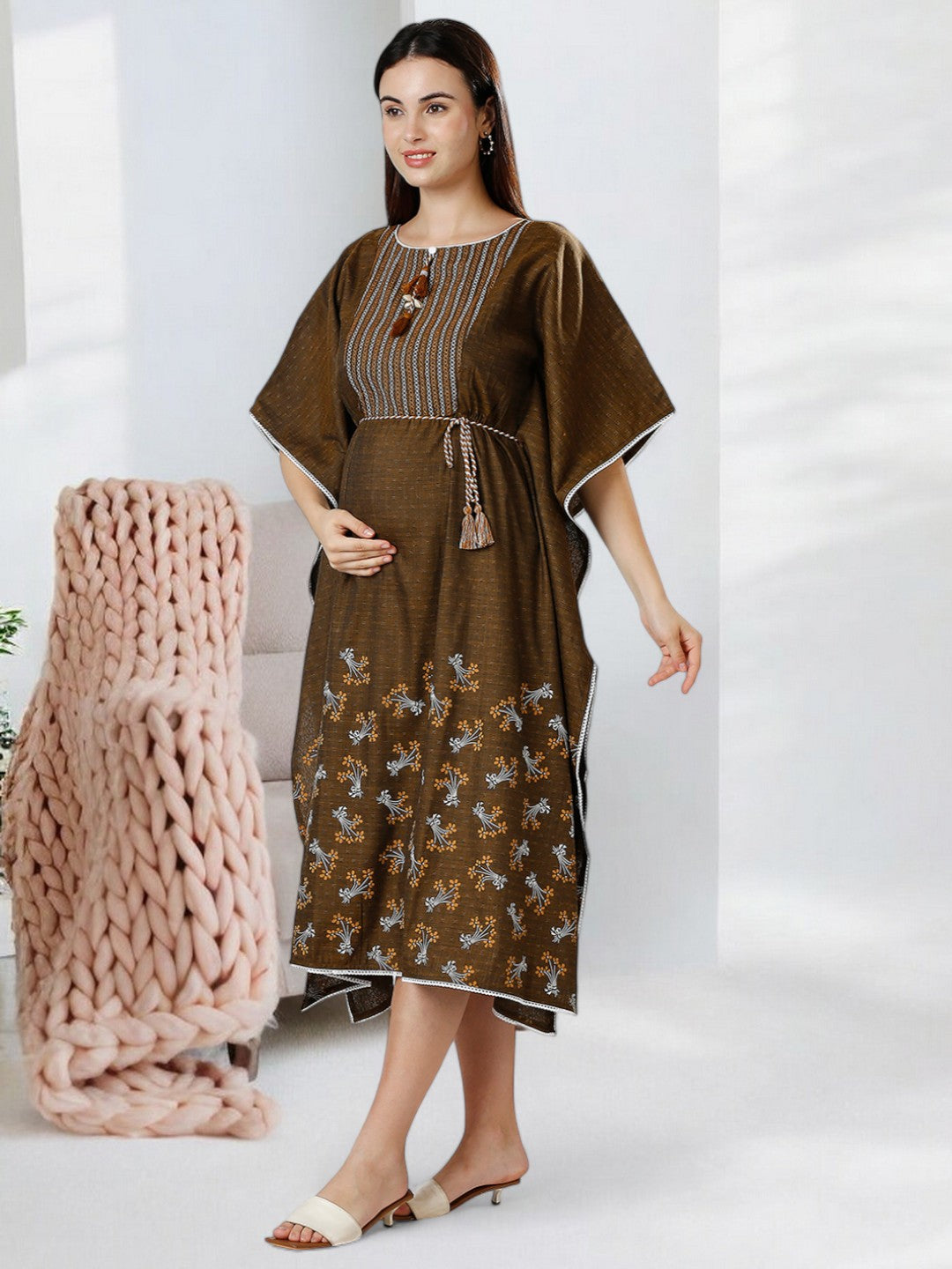 STYLISH BREASTFEEDING KAFTAN FOR MOTHER WITH ZIPPERS