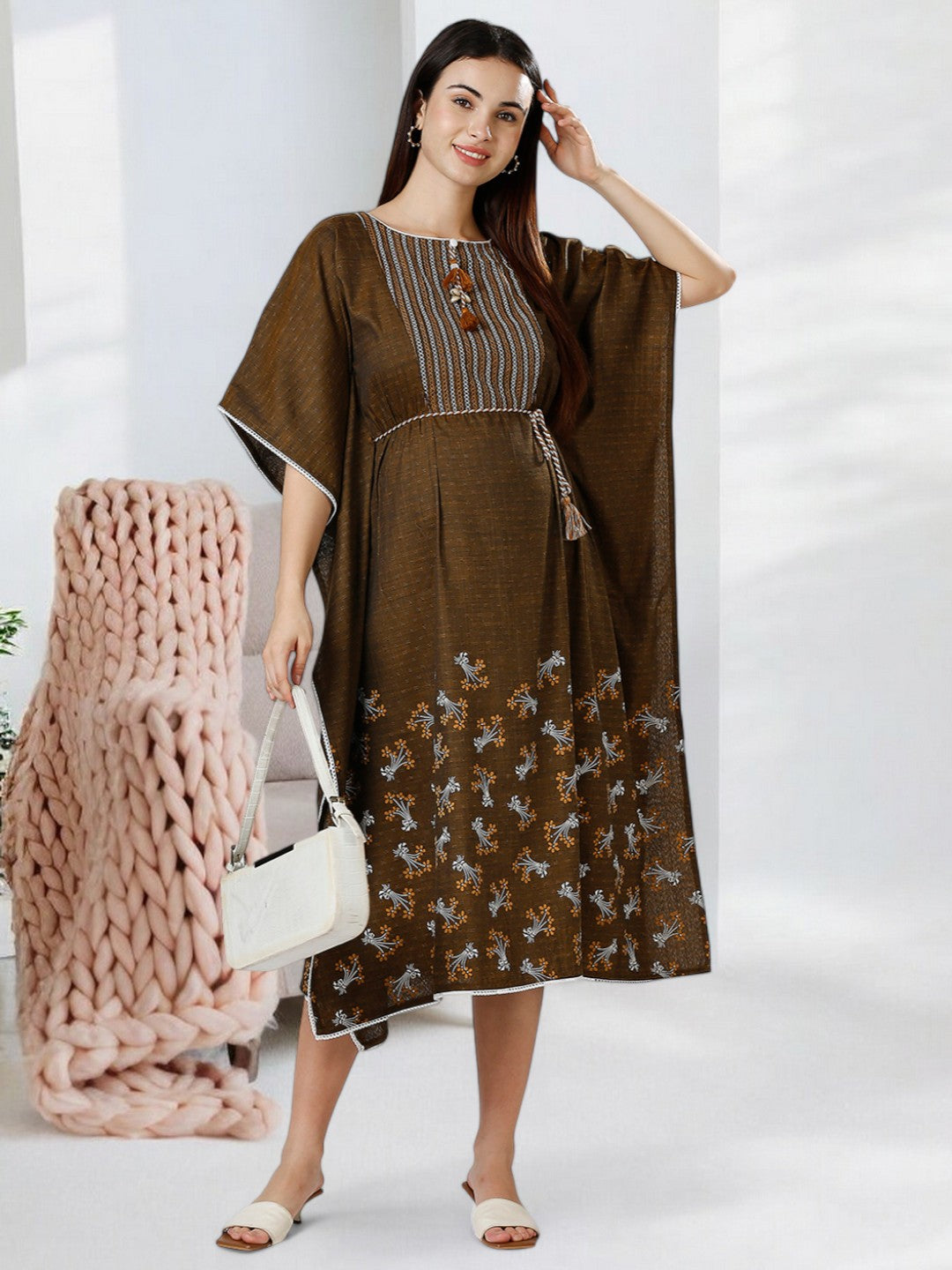 STYLISH BREASTFEEDING KAFTAN FOR MOTHER WITH ZIPPERS