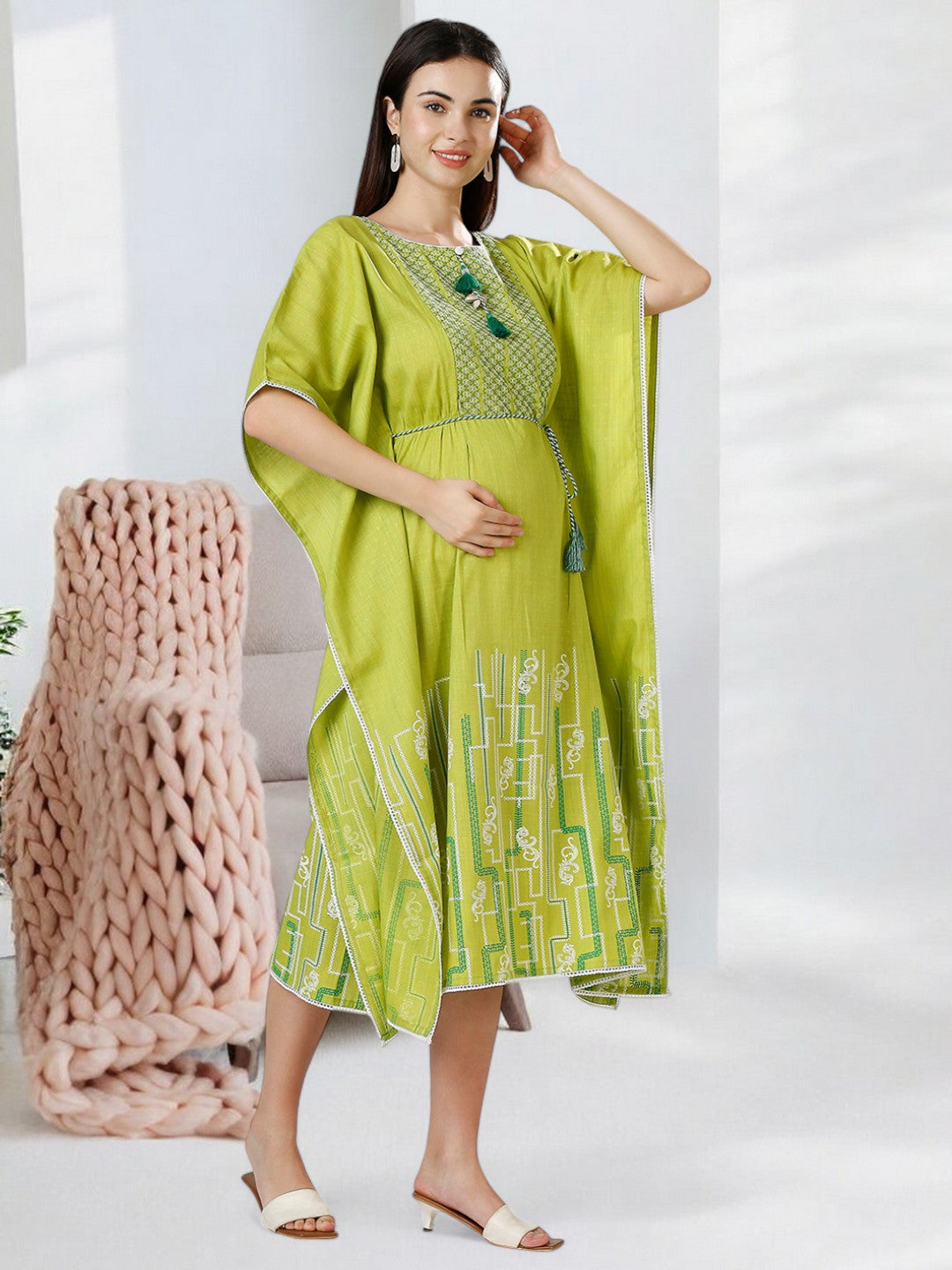 STYLISH NURSING KAFTAN FOR MOTHER WITH ZIPPERS