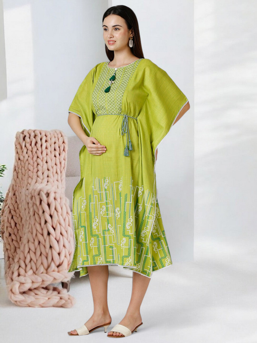 STYLISH NURSING KAFTAN FOR MOTHER WITH ZIPPERS