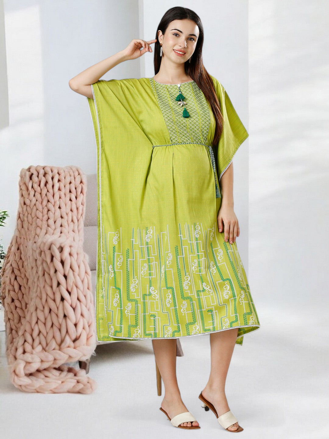 STYLISH NURSING KAFTAN FOR MOTHER WITH ZIPPERS