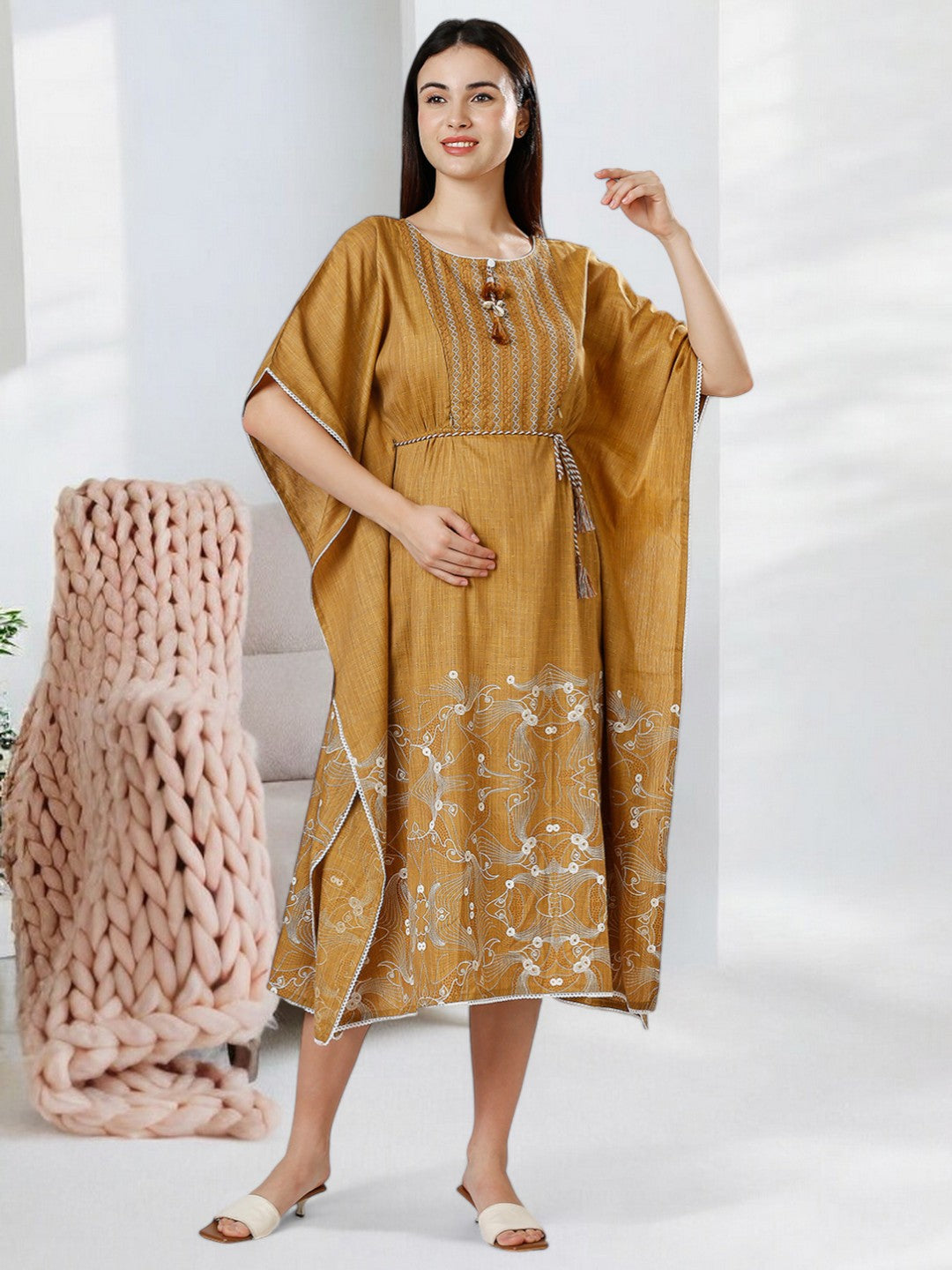 STYLISH MATERNITY KAFTAN FOR MOTHER WITH ZIPPERS