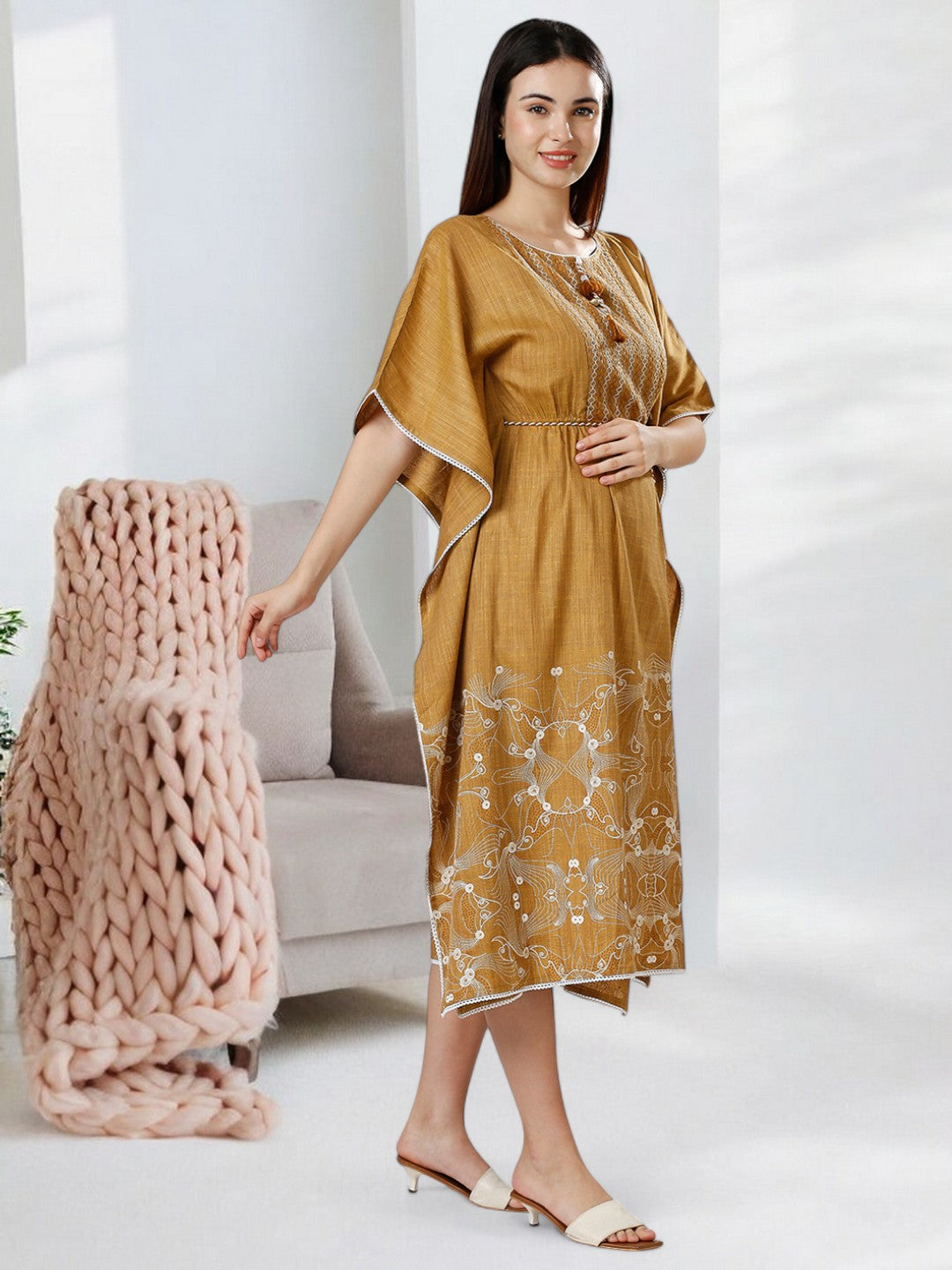 STYLISH MATERNITY KAFTAN FOR MOTHER WITH ZIPPERS