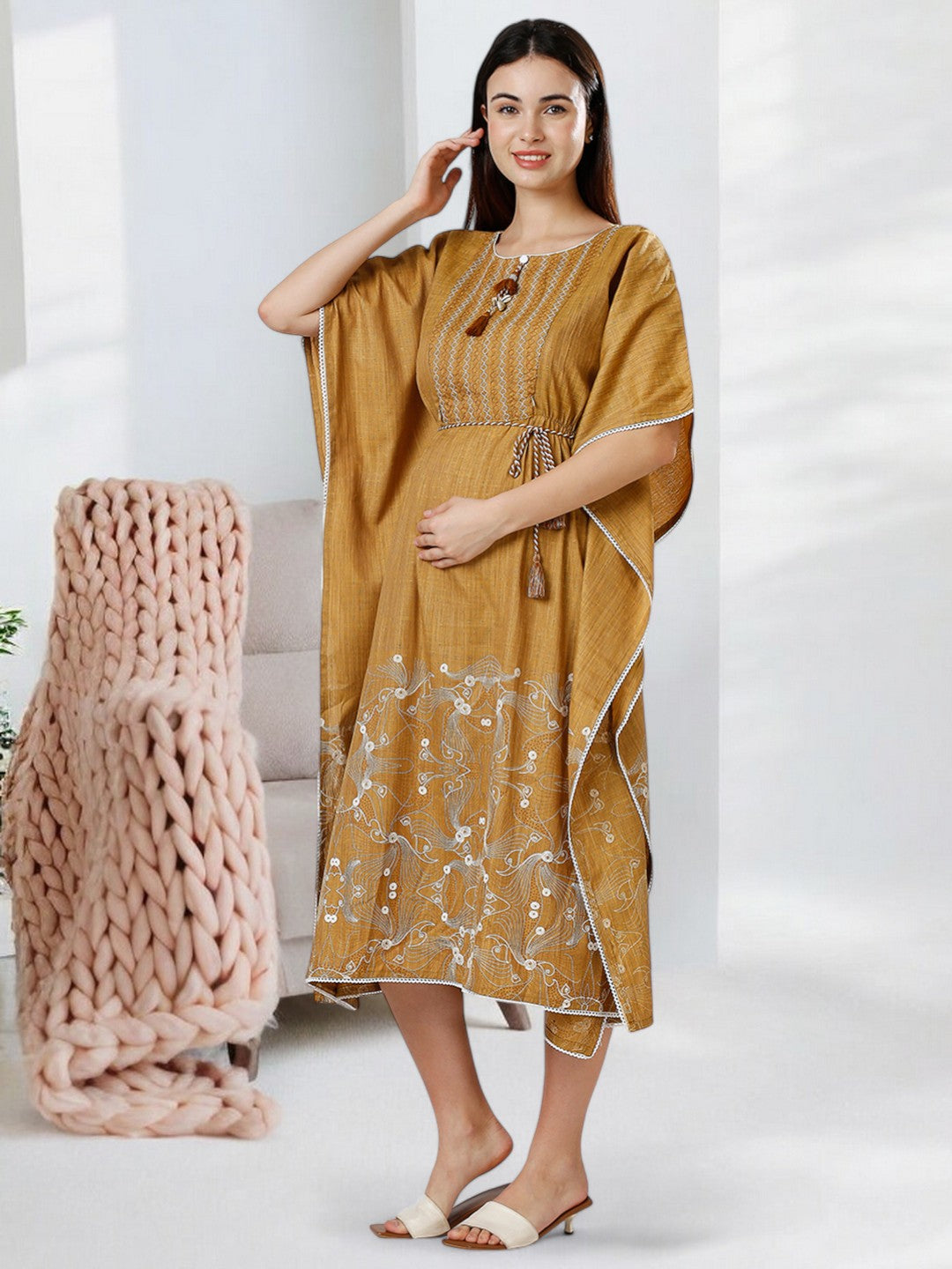 STYLISH MATERNITY KAFTAN FOR MOTHER WITH ZIPPERS