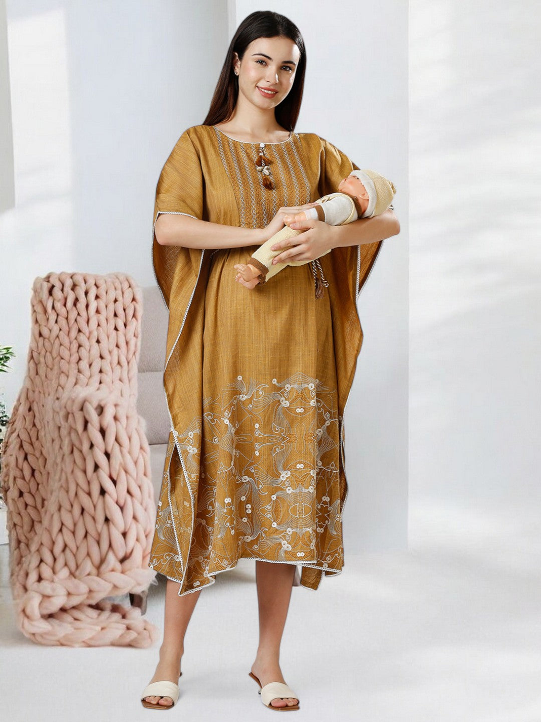 STYLISH MATERNITY KAFTAN FOR MOTHER WITH ZIPPERS