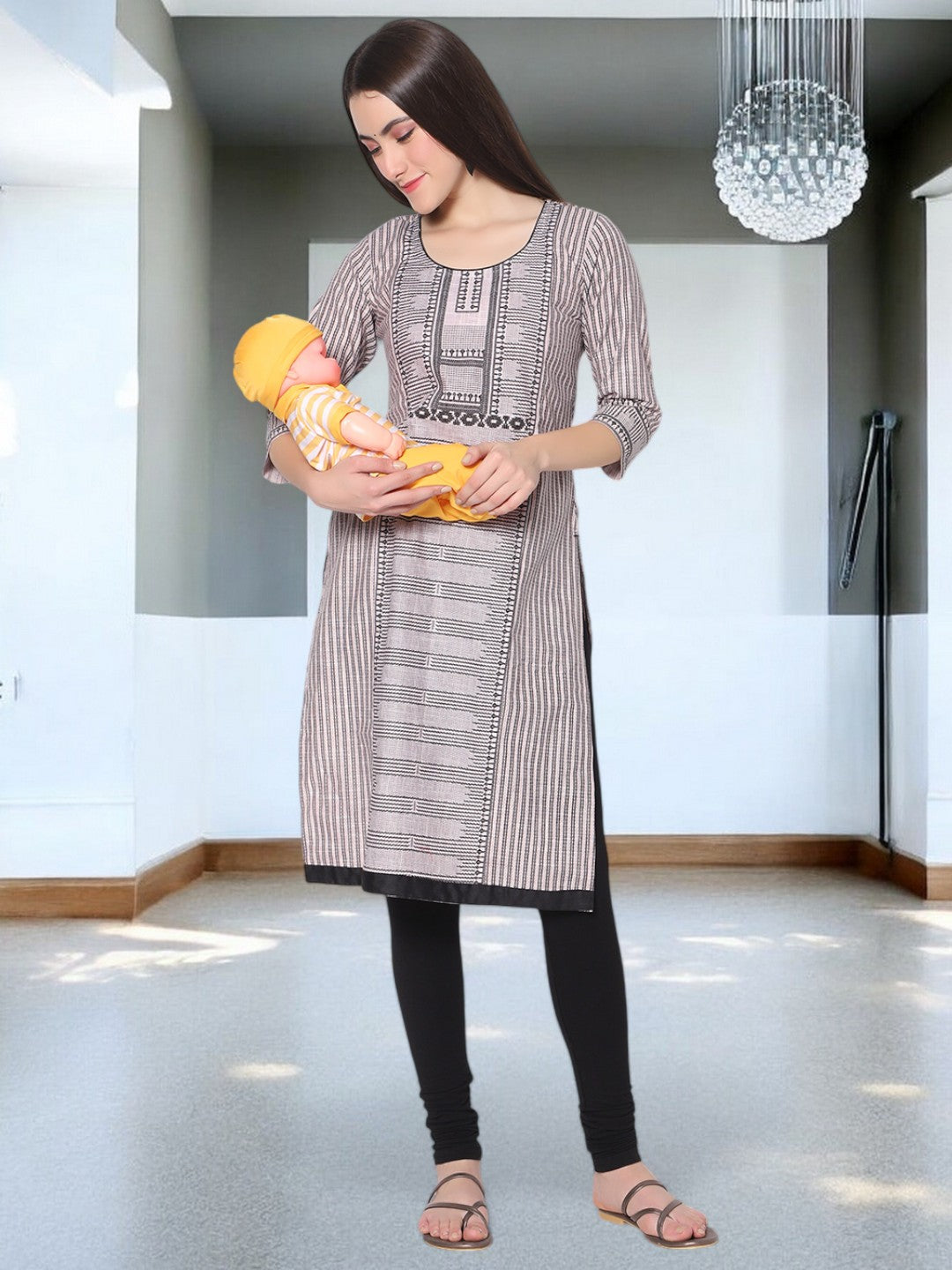 TRENDY MATERNITY STRAIGHT KURTA FOR MOTHER