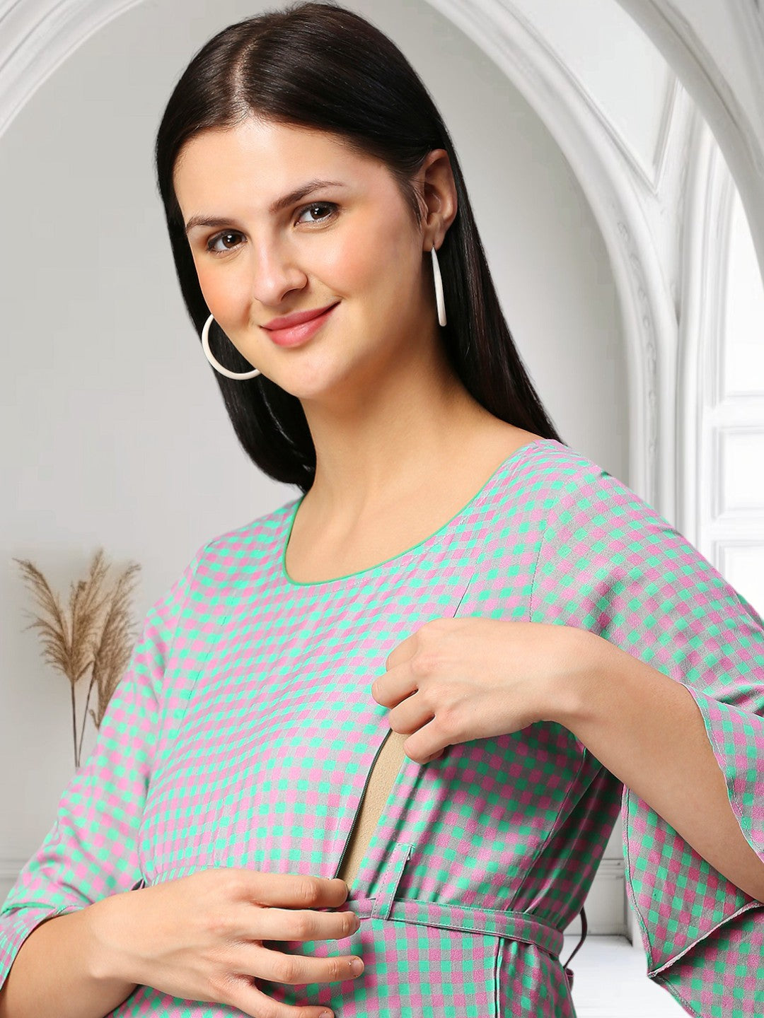 STYLISH FEEDING FLARED KURTA FOR PREGNANCY