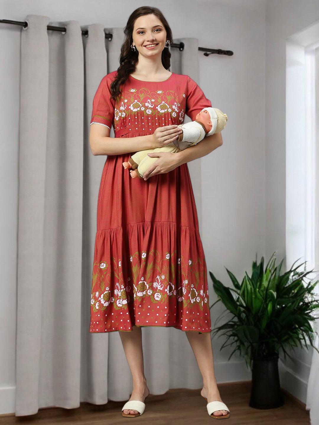 FASHIONABLE FEEDING FLARED KURTA FOR WOMEN