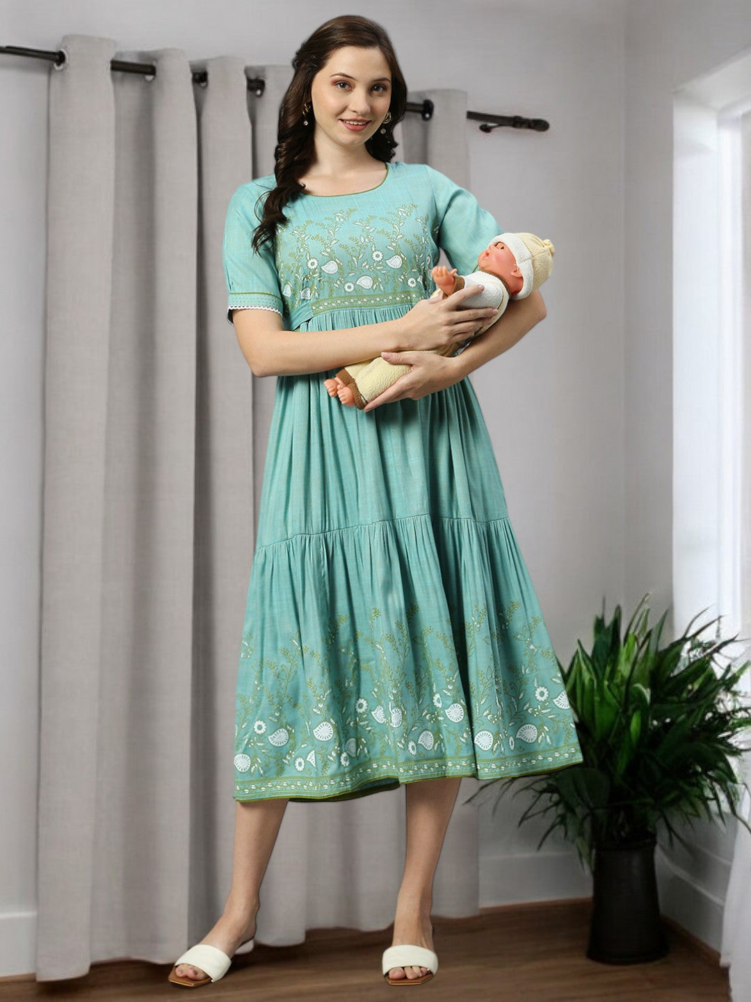 FASHIONABLE PREGNANCY FLARED KURTA FOR WOMEN