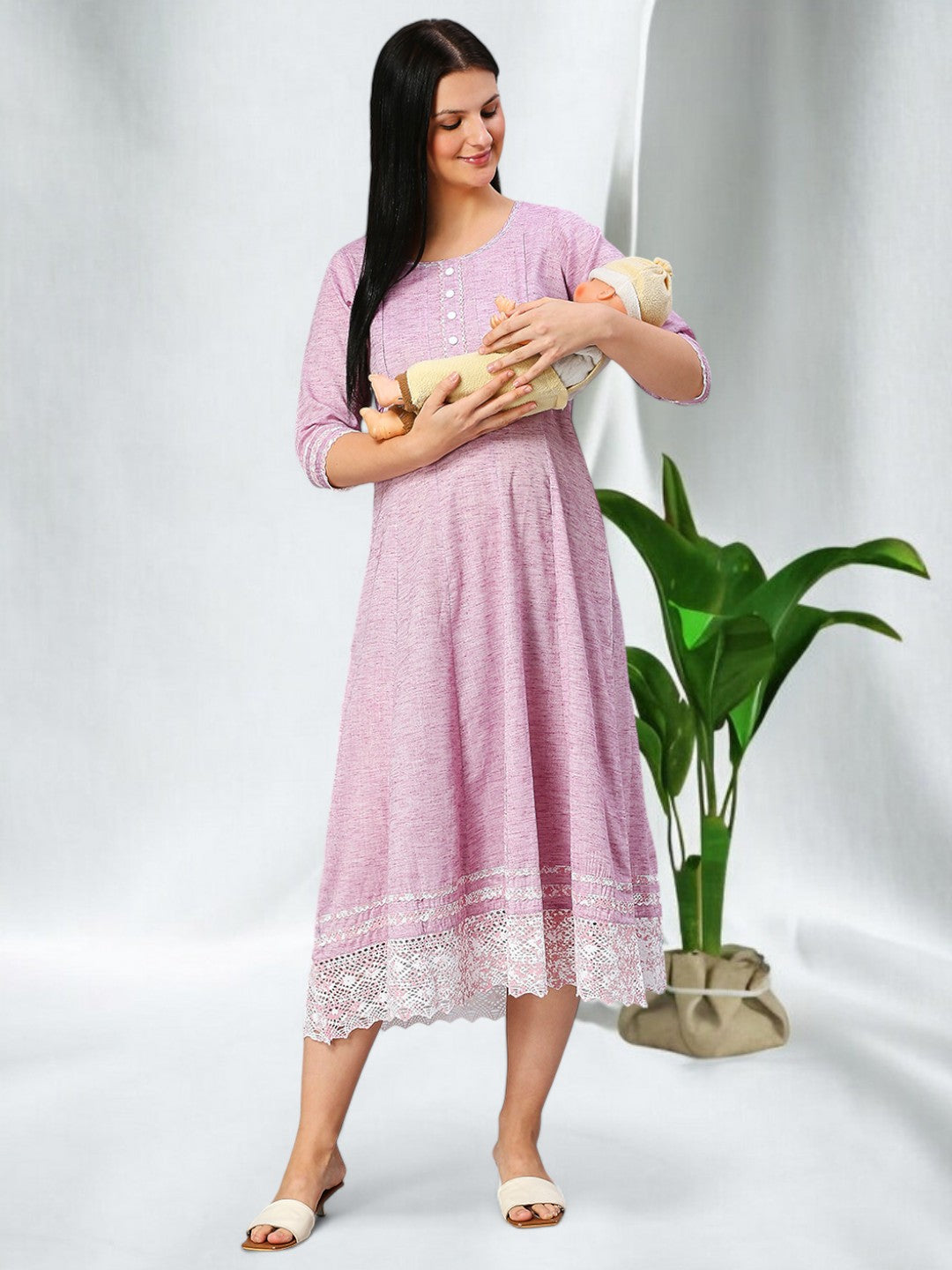 FASHIONABLE MATERNITY ANARKALI KURTA FOR MOTHER