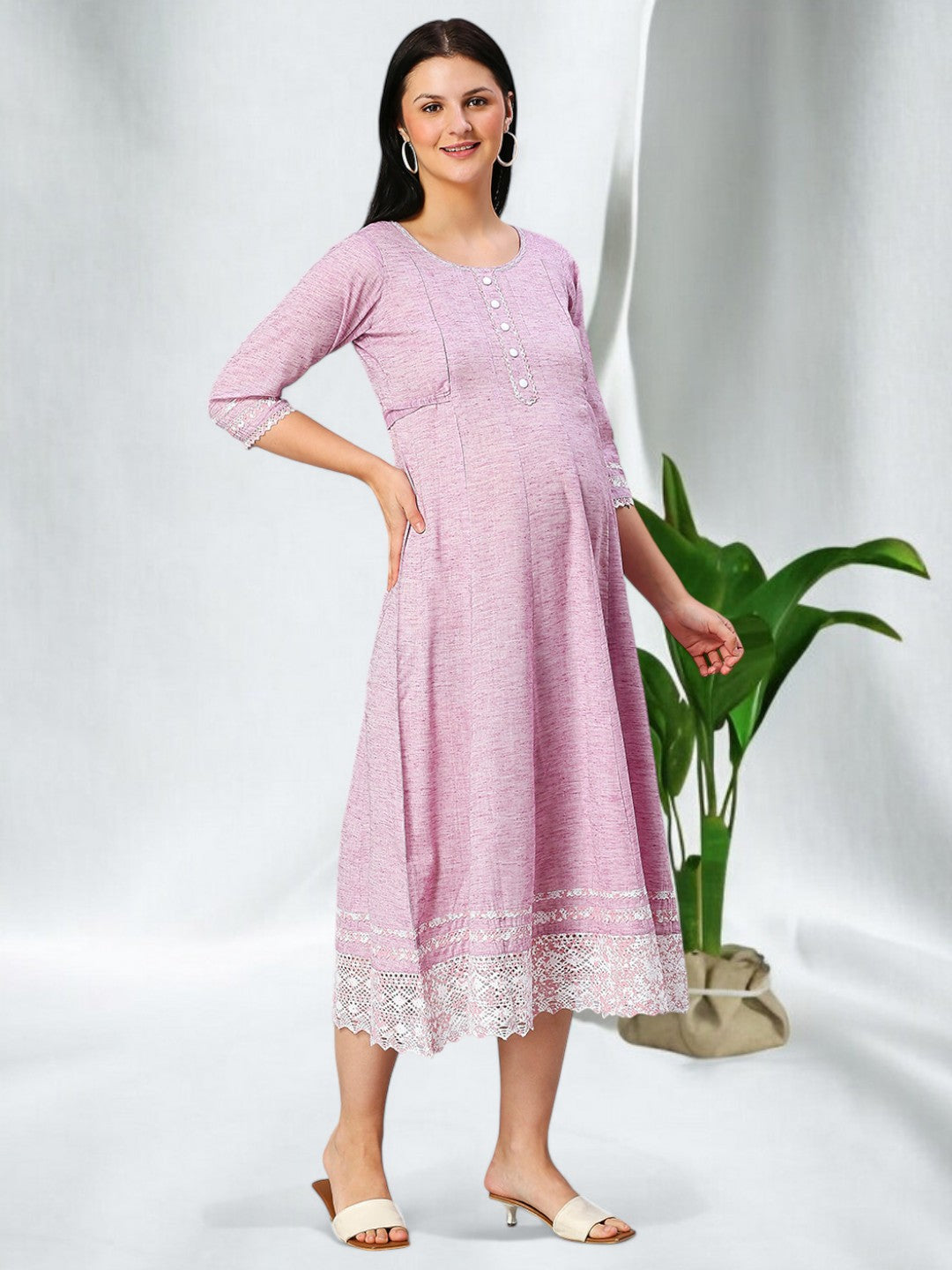 FASHIONABLE MATERNITY ANARKALI KURTA FOR MOTHER