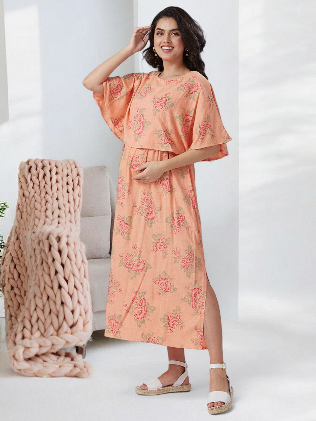 CLASSIC NURSING PONCHO GOWN WITH ATTACHED COVER