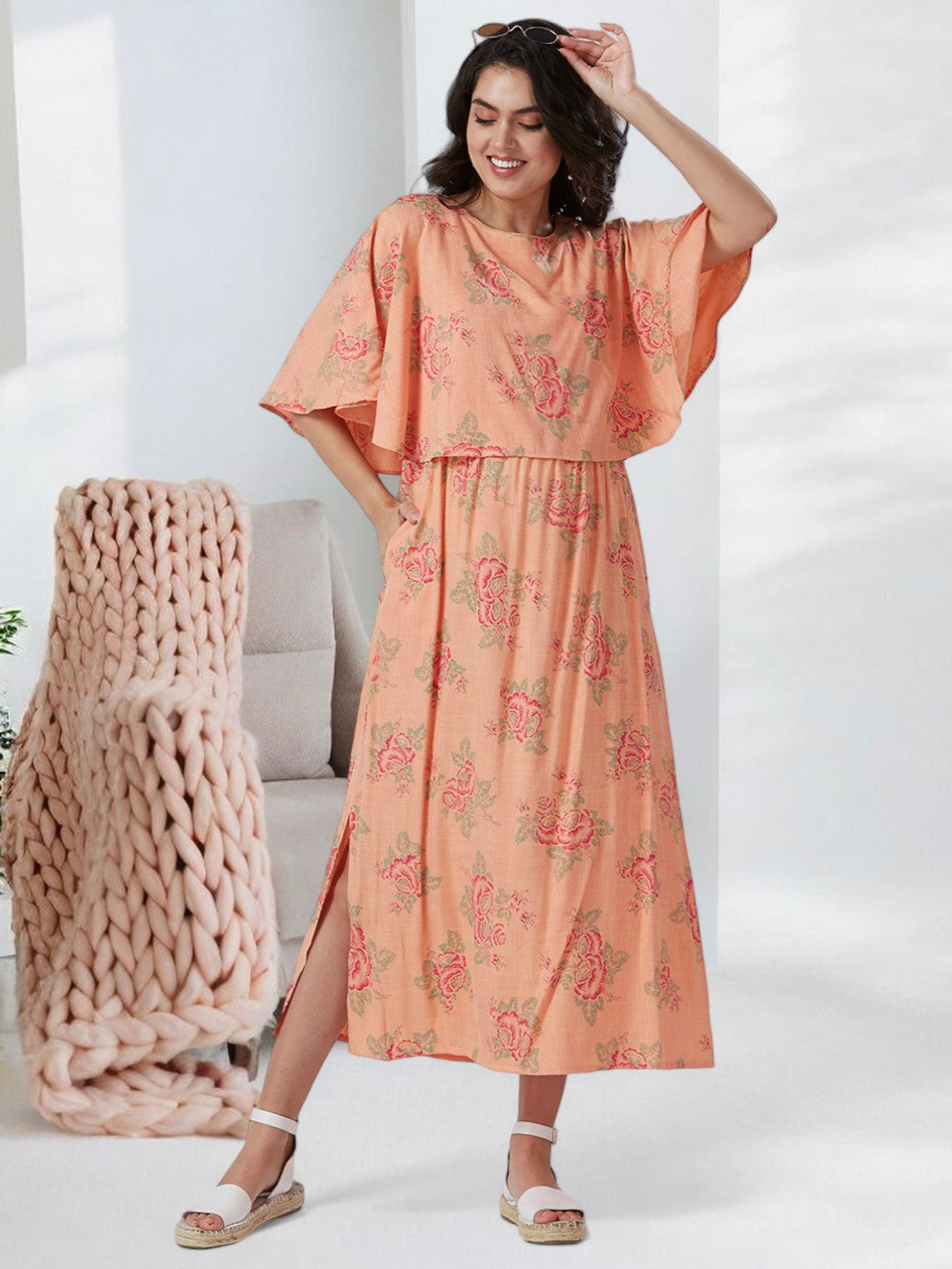 CLASSIC NURSING PONCHO GOWN WITH ATTACHED COVER