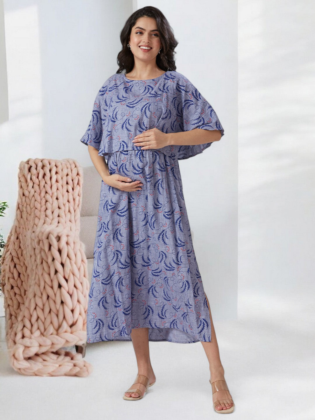 CLASSIC NURSING PONCHO GOWN WITH ATTACHED CAPE