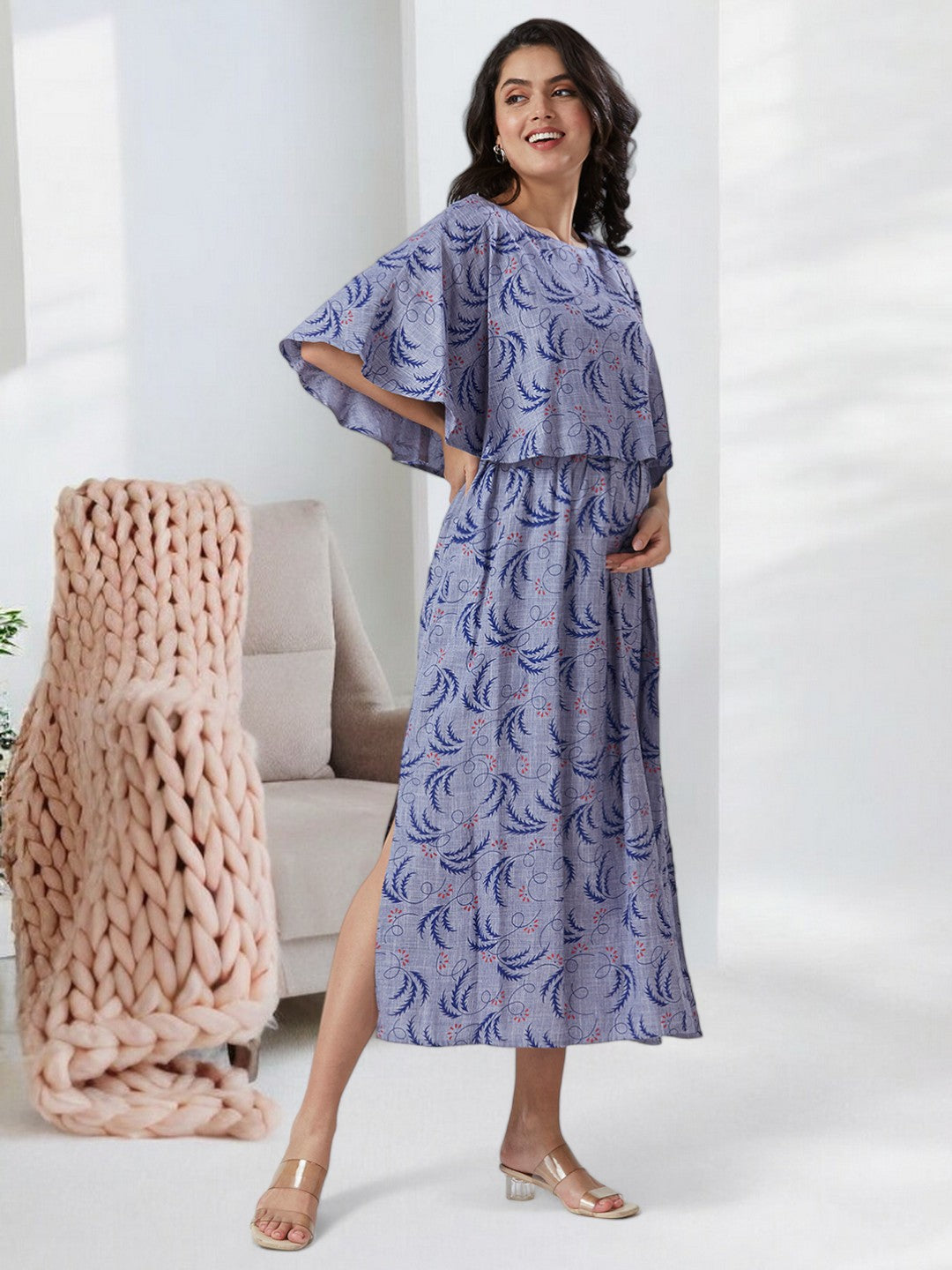 CLASSIC NURSING PONCHO GOWN WITH ATTACHED CAPE