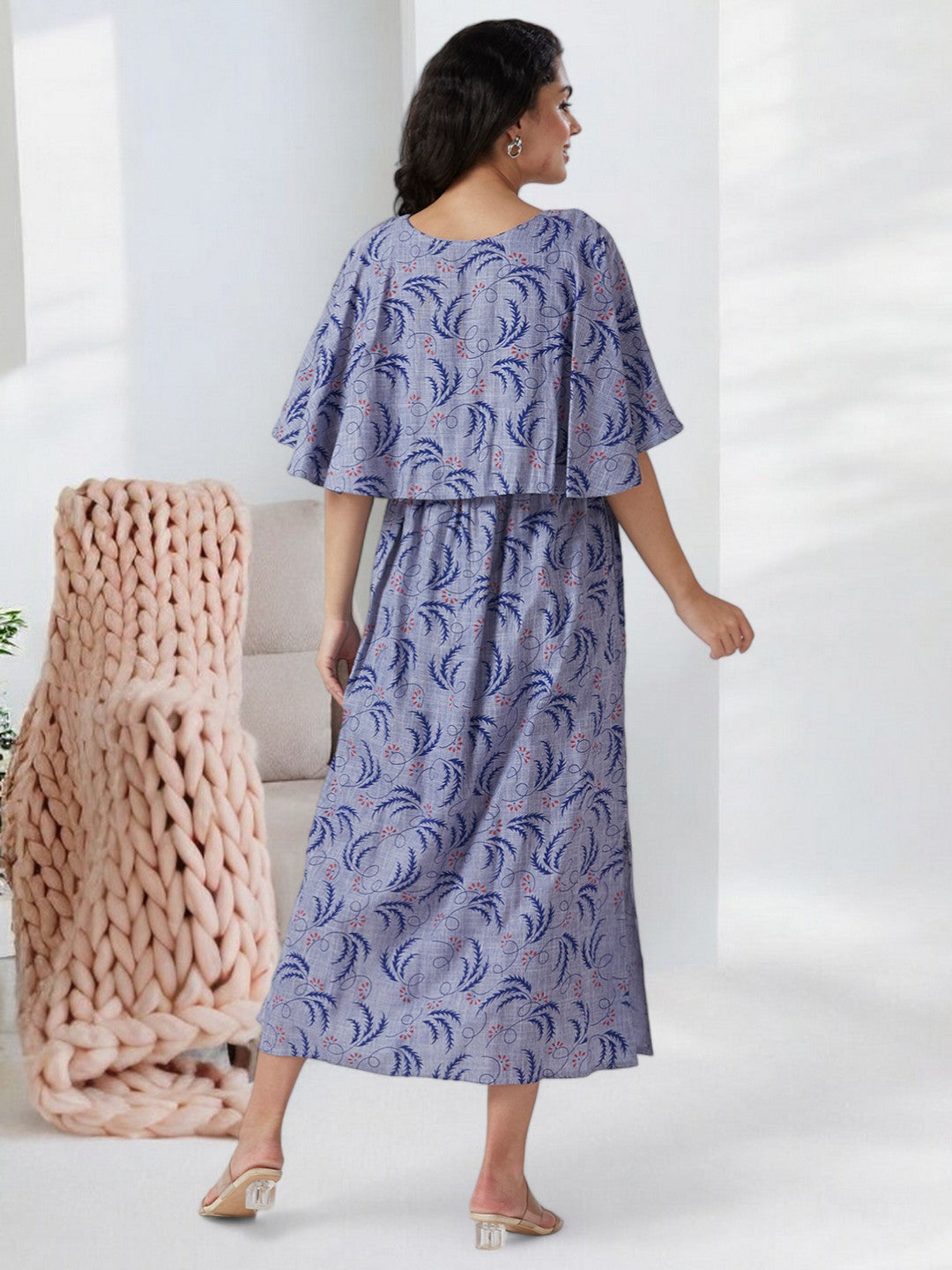 CLASSIC NURSING PONCHO GOWN WITH ATTACHED CAPE