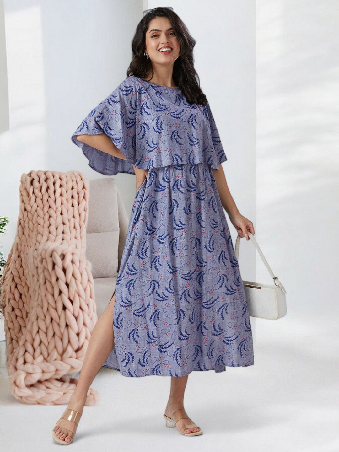 CLASSIC NURSING PONCHO GOWN WITH ATTACHED CAPE