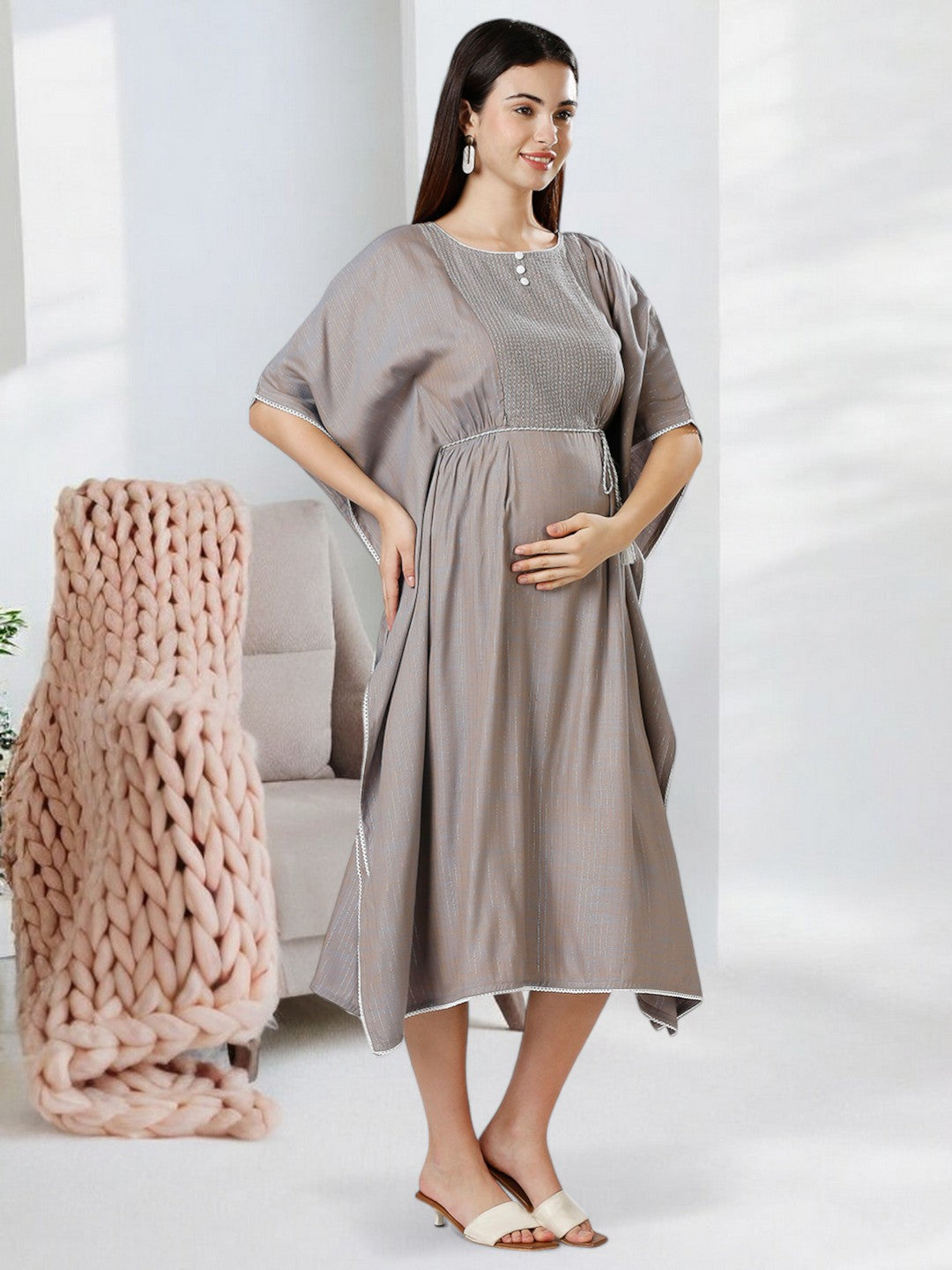STYLISH MATERNITY KAFTAN FOR WOMEN WITH ZIPPERS