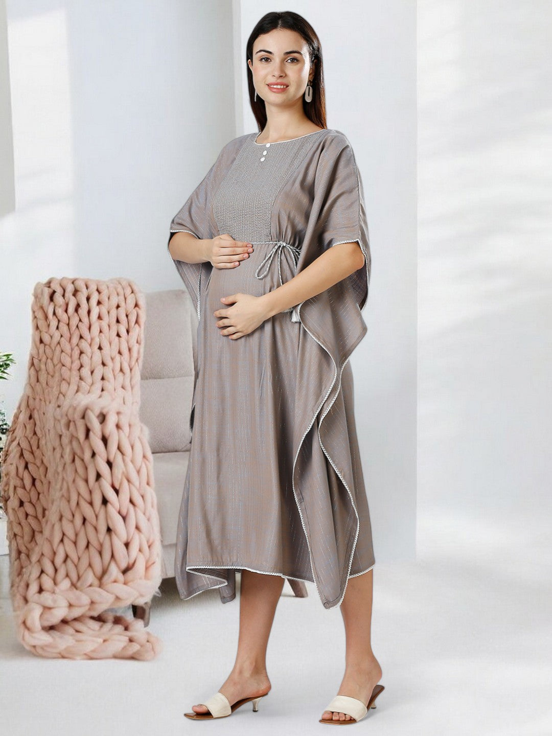 STYLISH MATERNITY KAFTAN FOR WOMEN WITH ZIPPERS