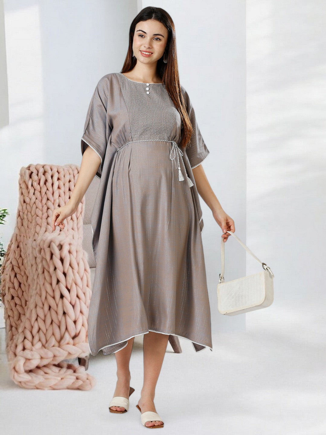 STYLISH MATERNITY KAFTAN FOR WOMEN WITH ZIPPERS