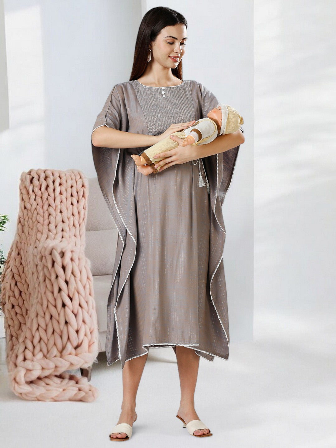 STYLISH MATERNITY KAFTAN FOR WOMEN WITH ZIPPERS