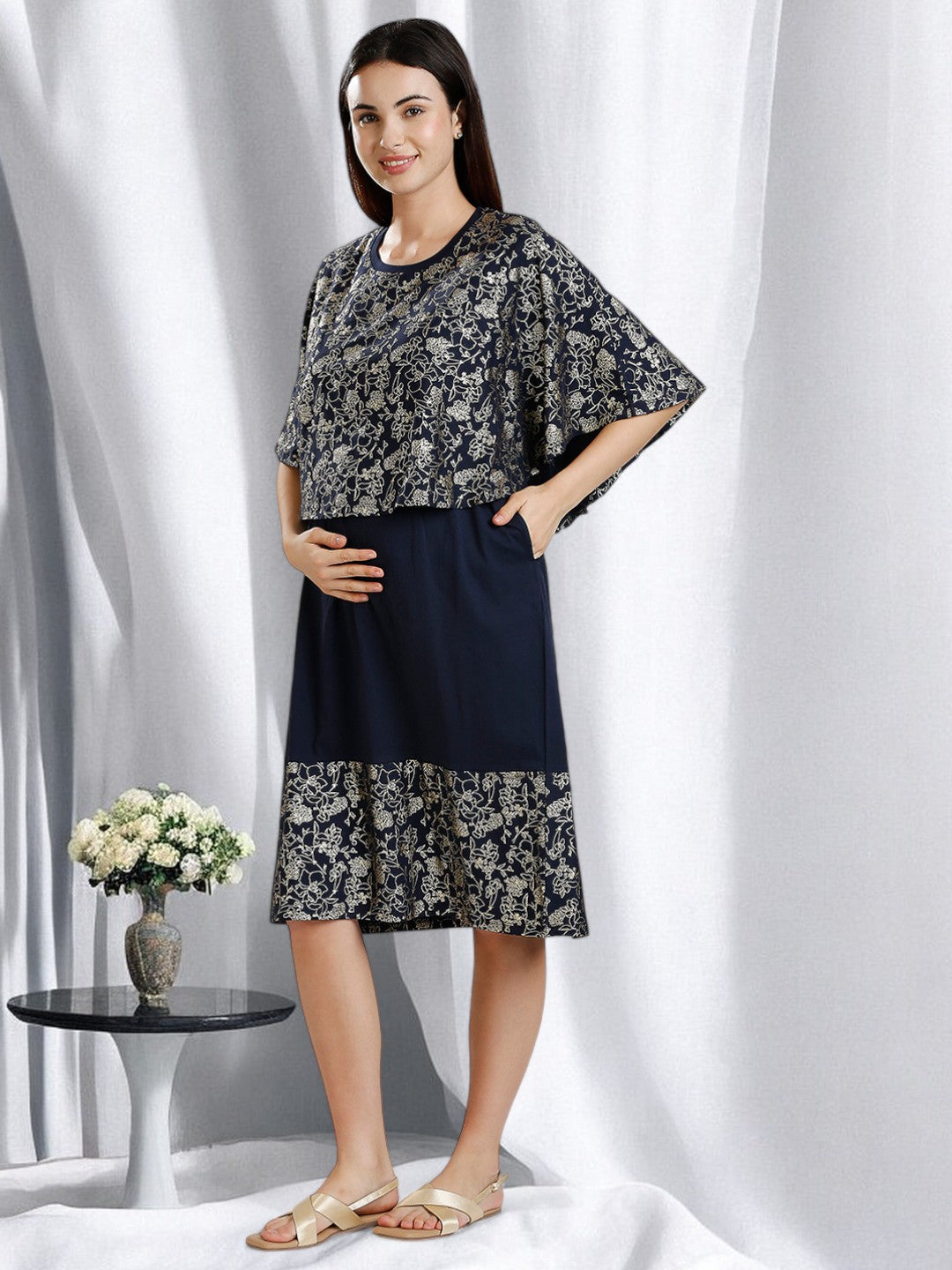 ON-TREND MATERNITY CAPE DRESS FOR WOMEN