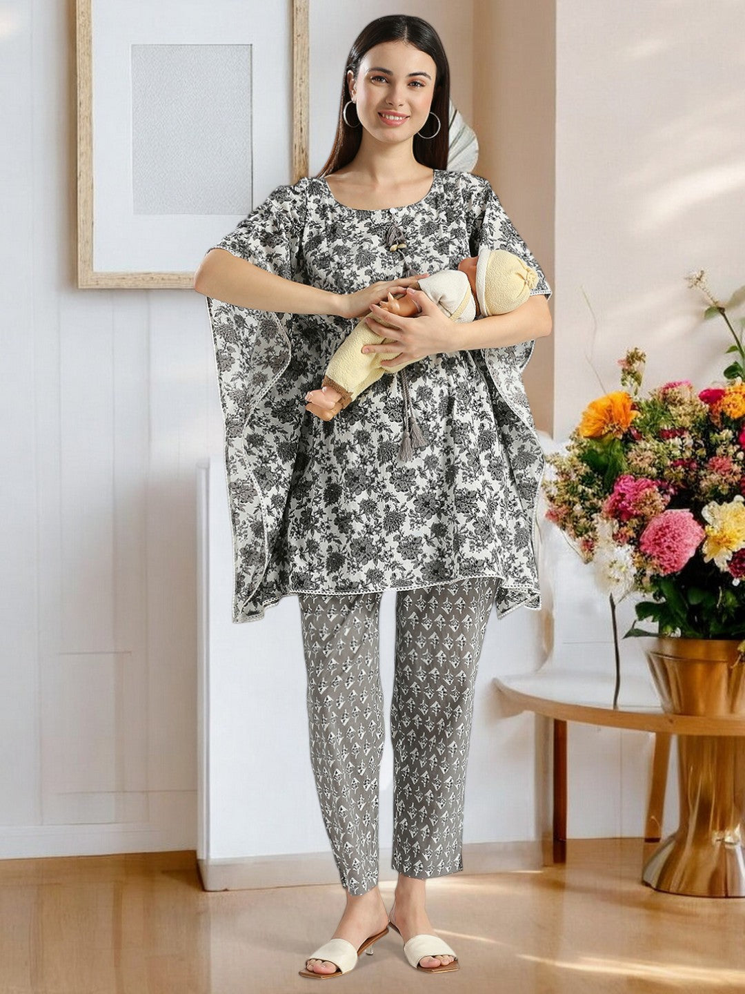 STYLISH FEEDING KAFTAN PANT SET FOR MOTHER