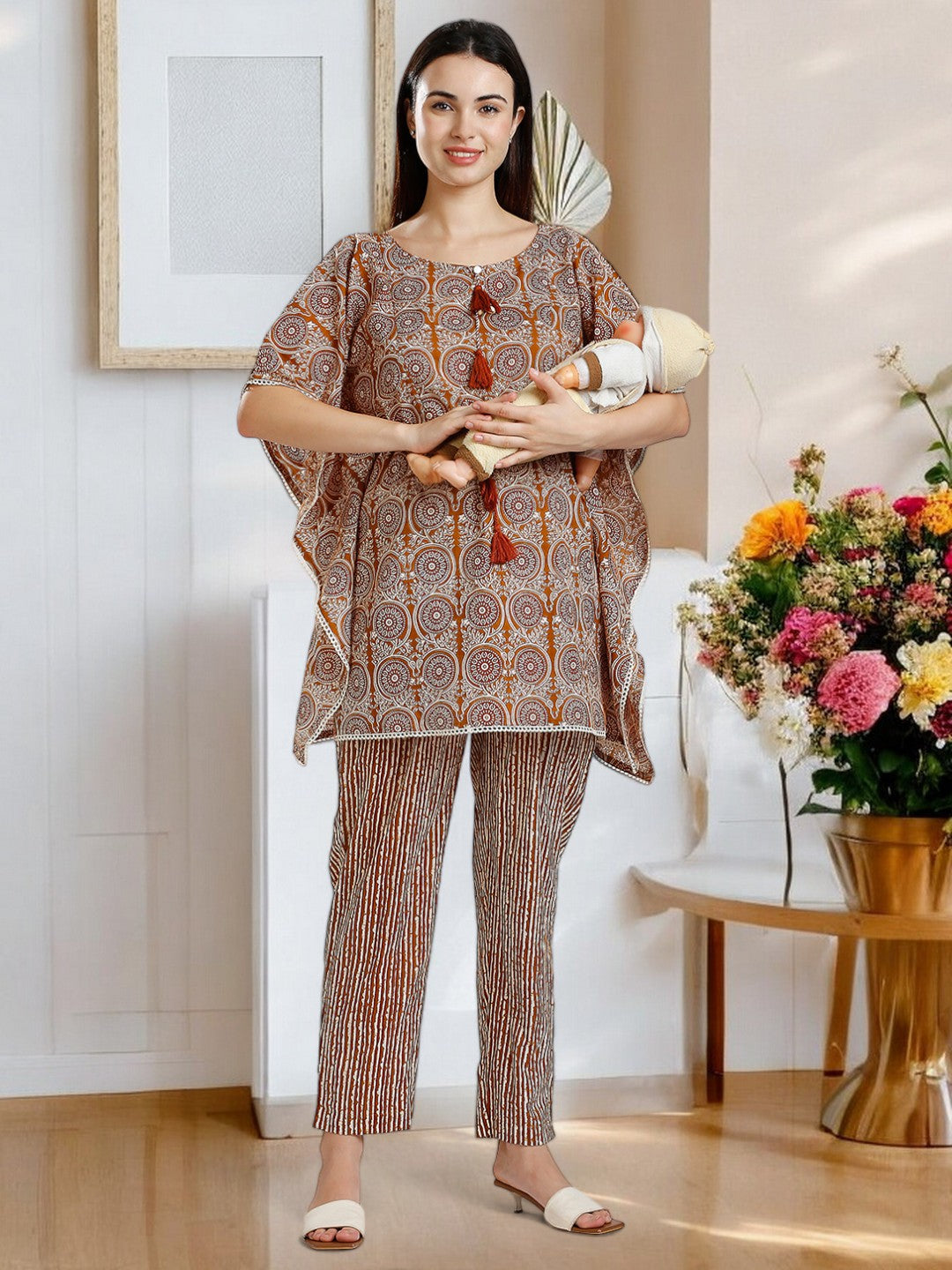 TRENDY FEEDING KAFTAN PANT SET FOR WOMEN