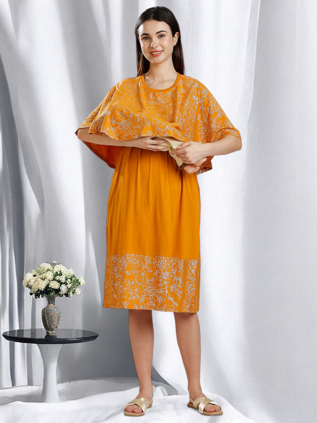 ON-TREND NURSING CAPE DRESS FOR WOMEN