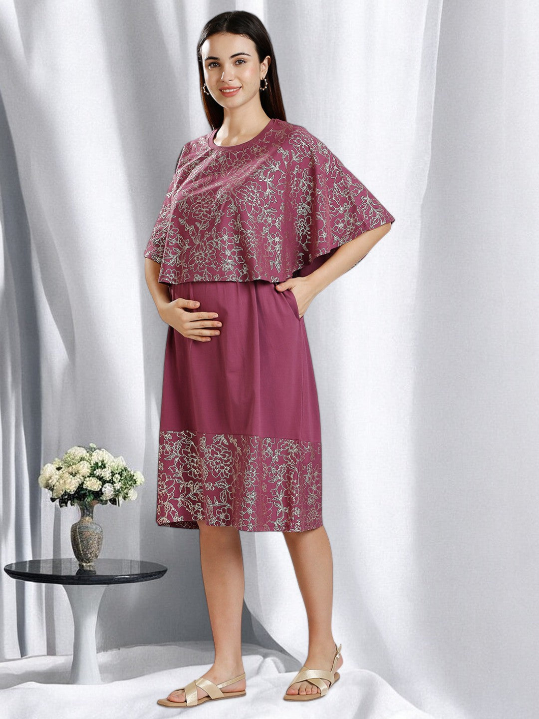 ON-TREND FEEDING CAPE DRESS FOR WOMEN