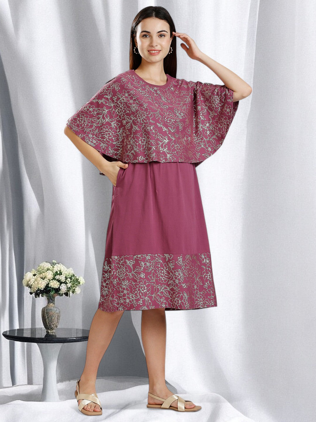 ON-TREND FEEDING CAPE DRESS FOR WOMEN