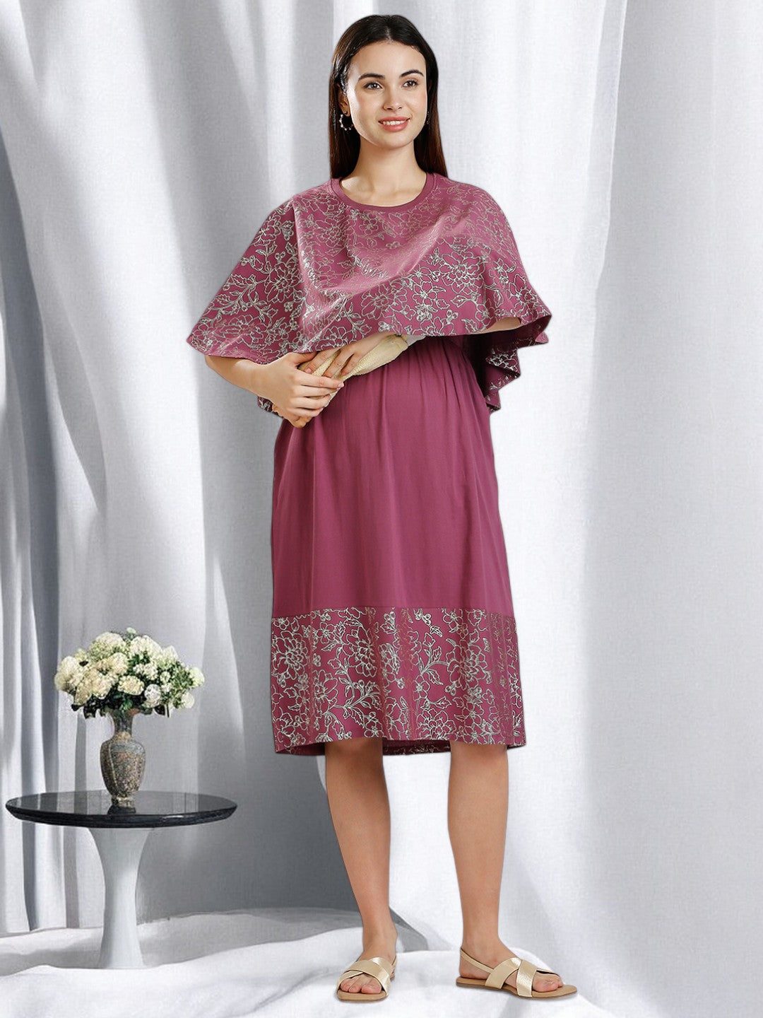 ON-TREND FEEDING CAPE DRESS FOR WOMEN