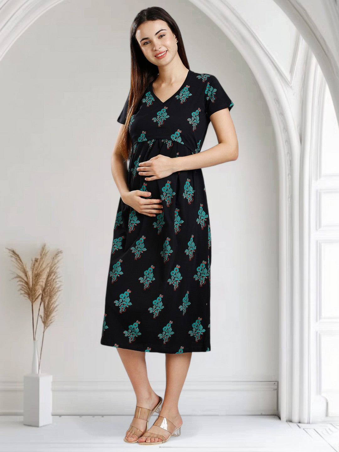 ELEGANT NURSING ZIPLESS DRESS FOR MOTHER