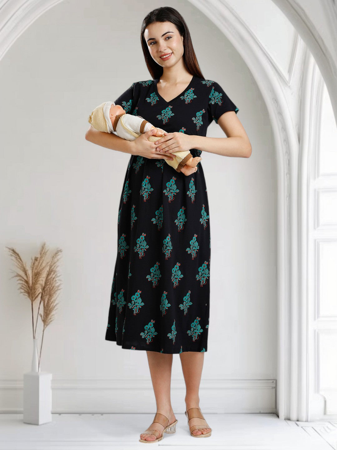 ELEGANT NURSING ZIPLESS DRESS FOR MOTHER