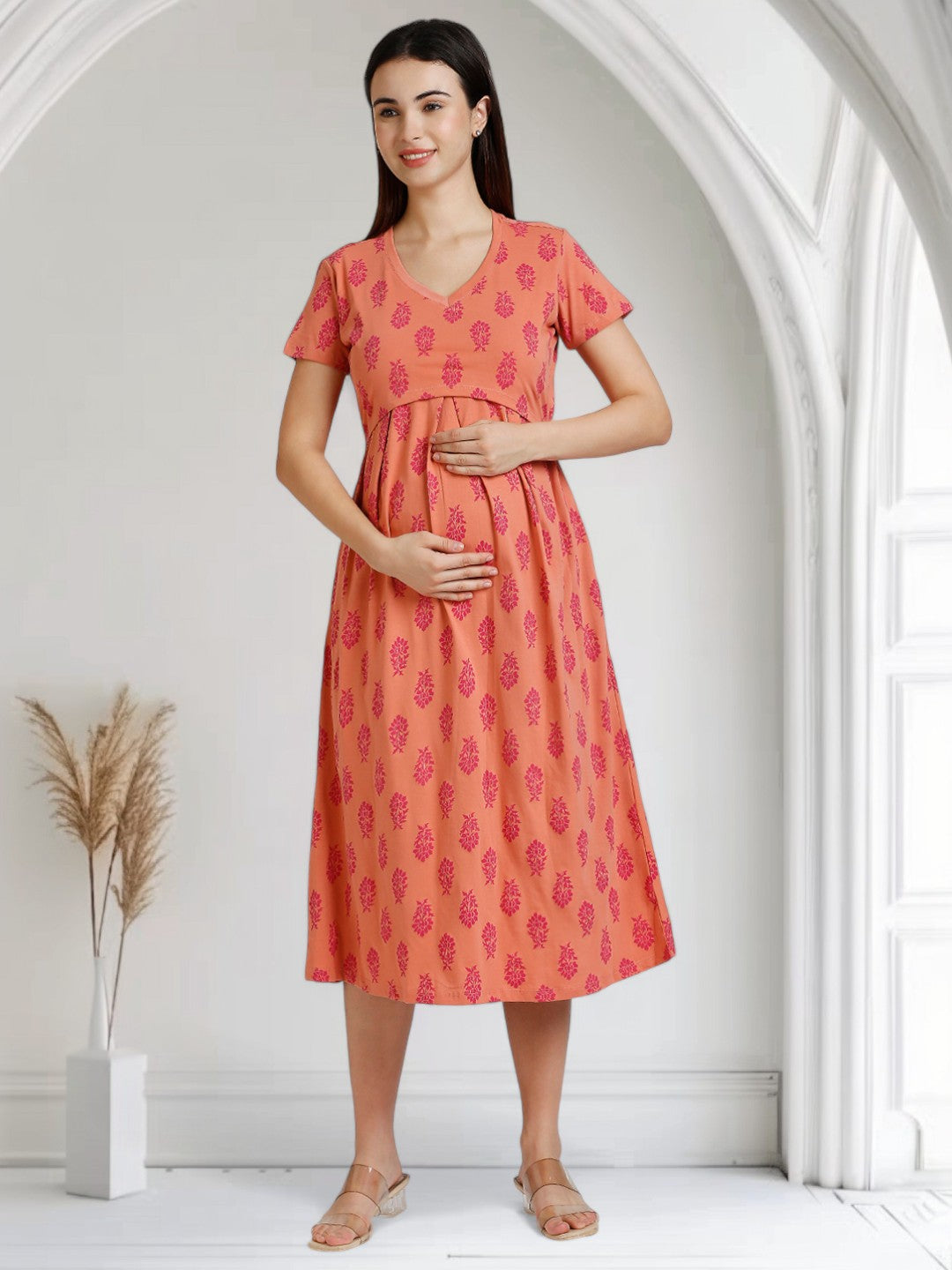 ELEGANT FEEDING ZIPLESS DRESS FOR MOTHER