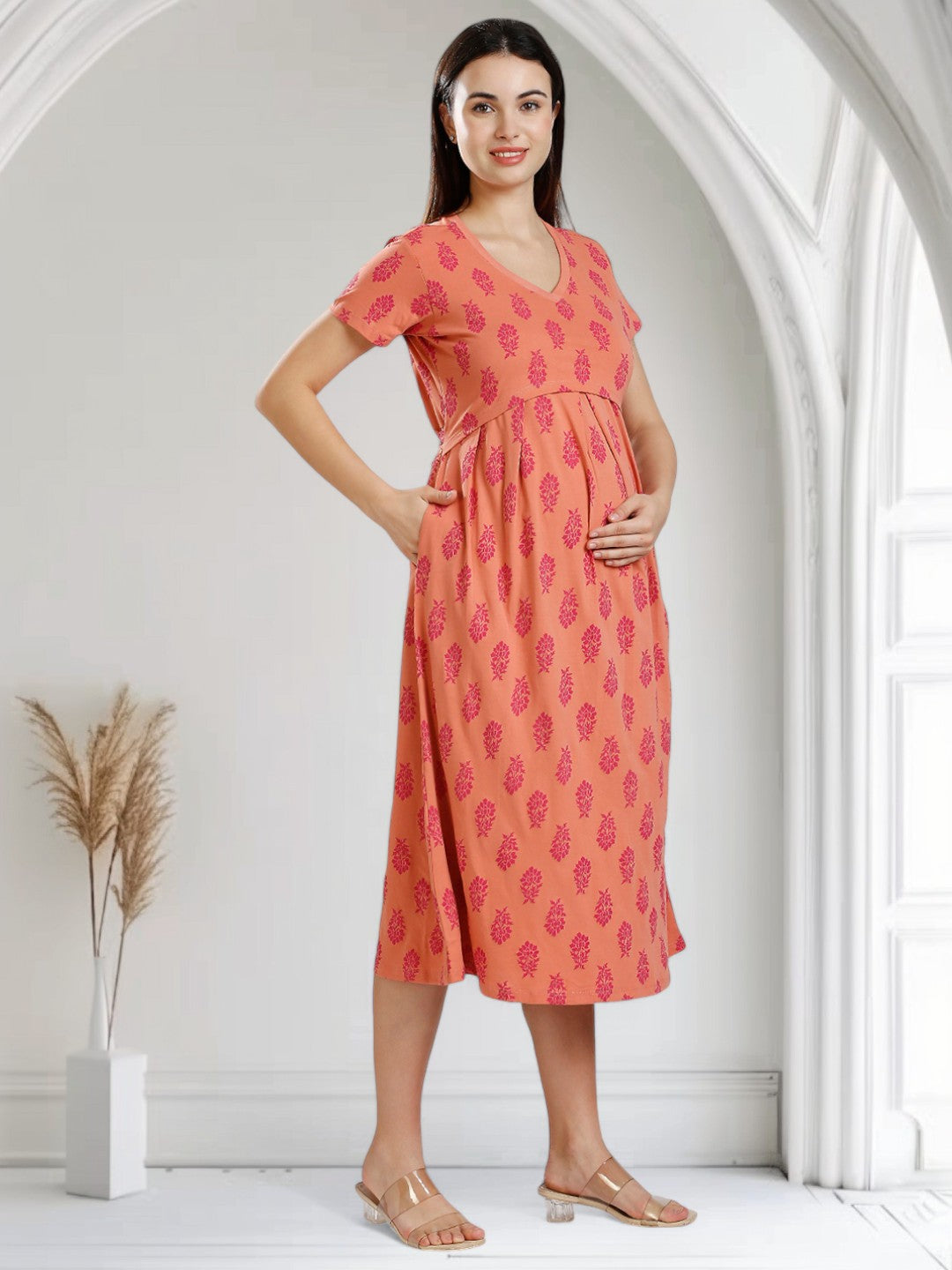 ELEGANT FEEDING ZIPLESS DRESS FOR MOTHER