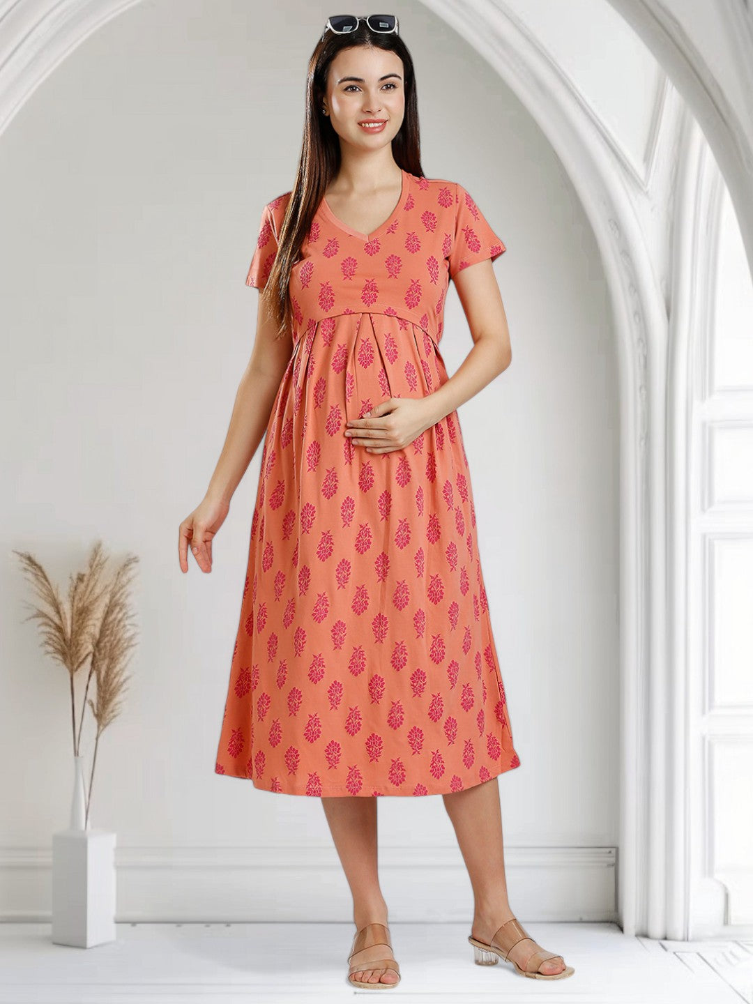 ELEGANT FEEDING ZIPLESS DRESS FOR MOTHER