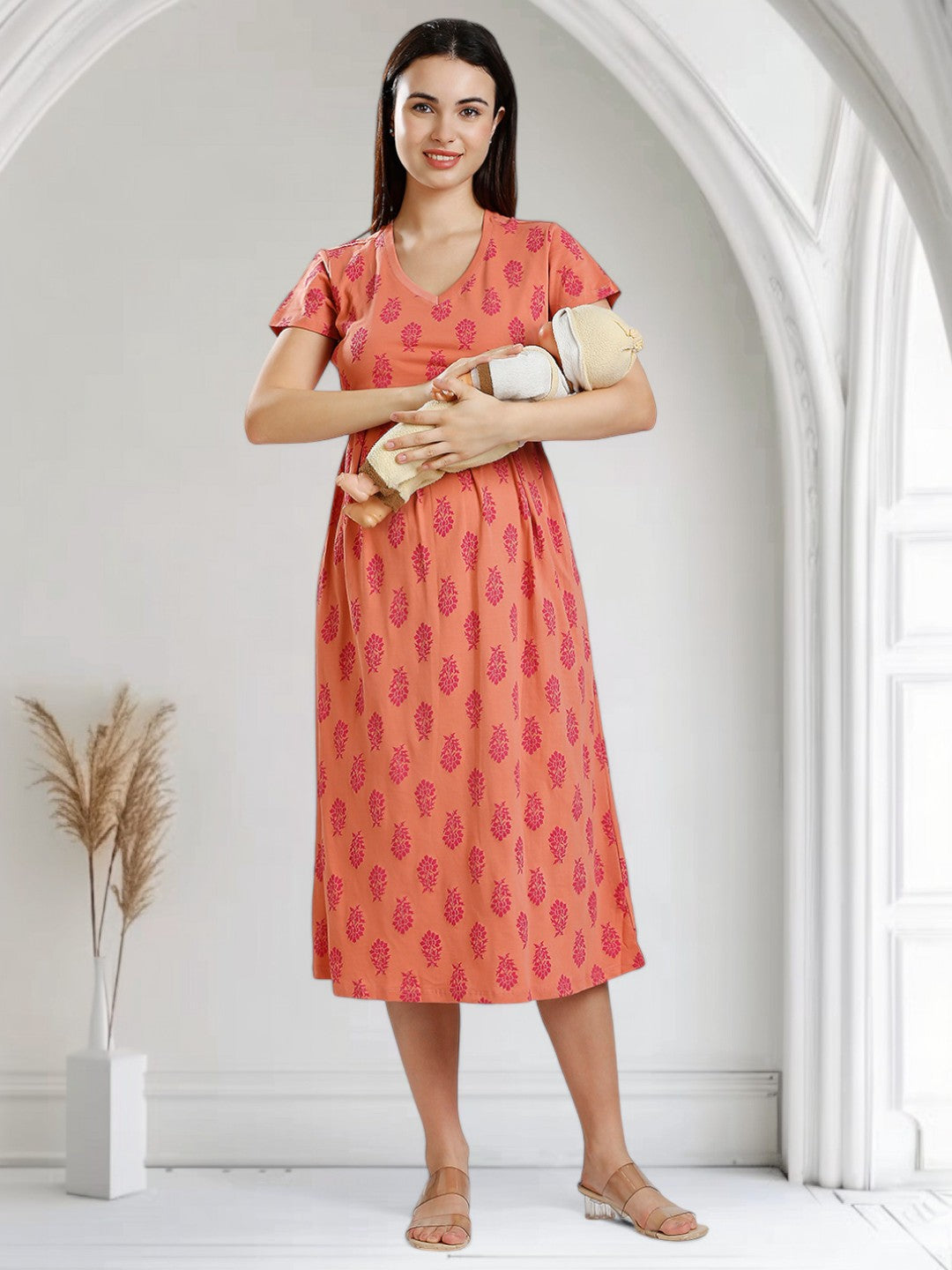 ELEGANT FEEDING ZIPLESS DRESS FOR MOTHER