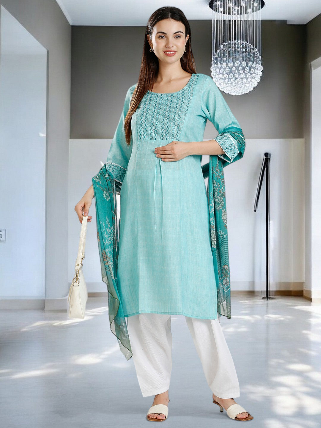 CLASSIC ETHNIC PREGNANCY KURTA SET FOR WOMEN