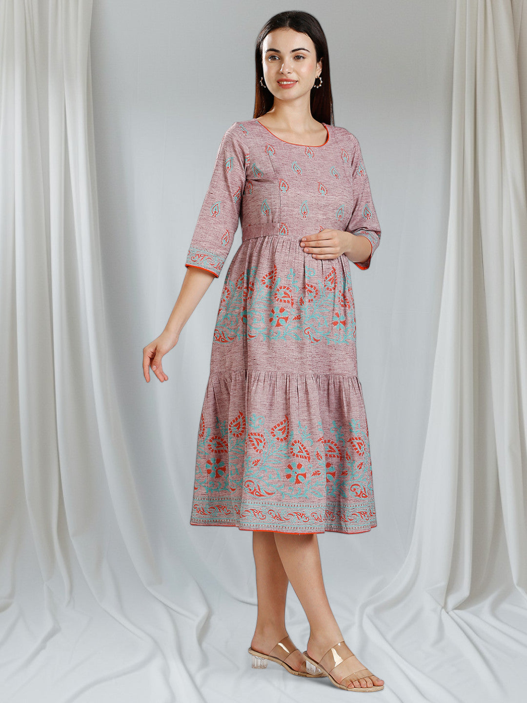 COZY FEEDING FLARED KURTA WITH NURSING ZIPS