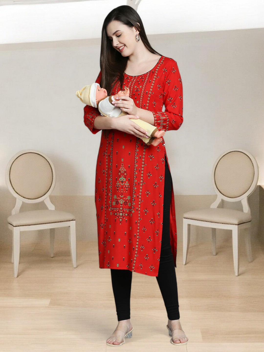 COMFORTABLE STRAIGHT NURSING KURTA FOR MOTHER