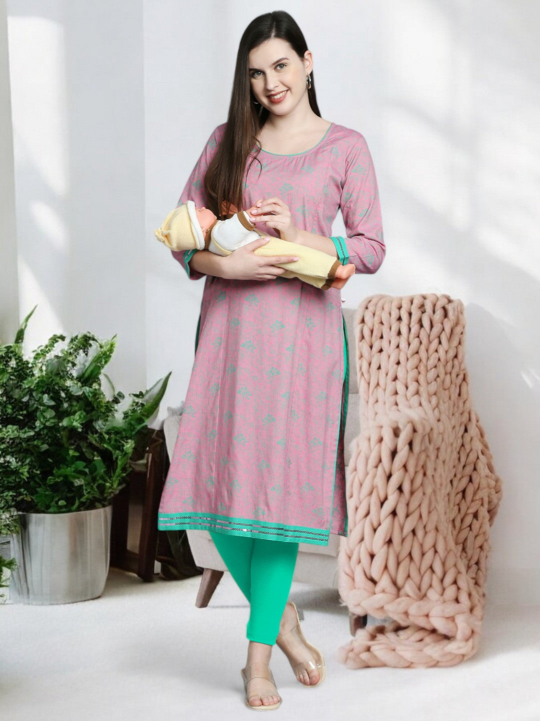 WOMEN'S SOPHISTICATED STRAIGHT PREGNANCY KURTA