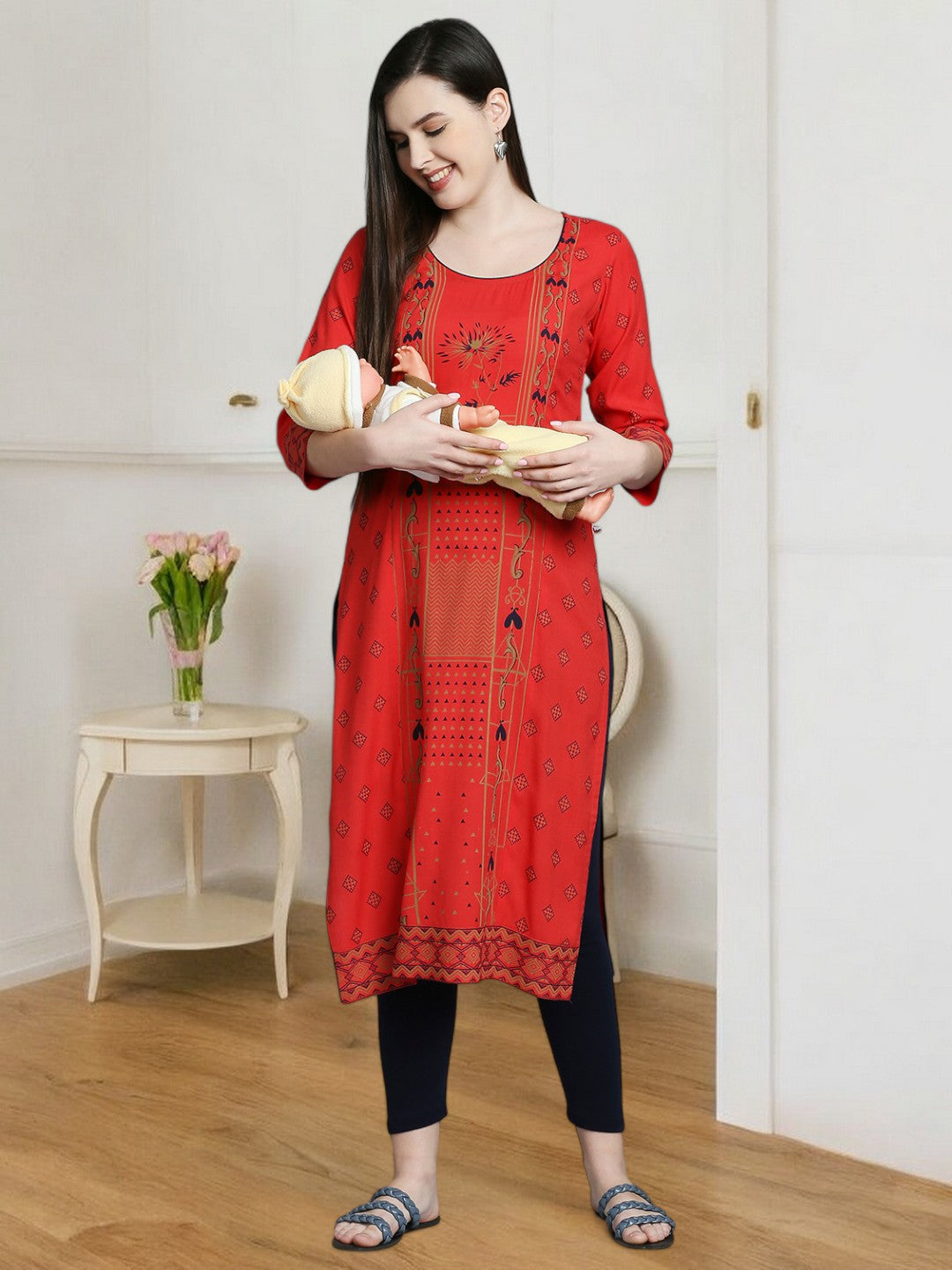 COZY STRAIGHT NURSING KURTA FOR MOTHER