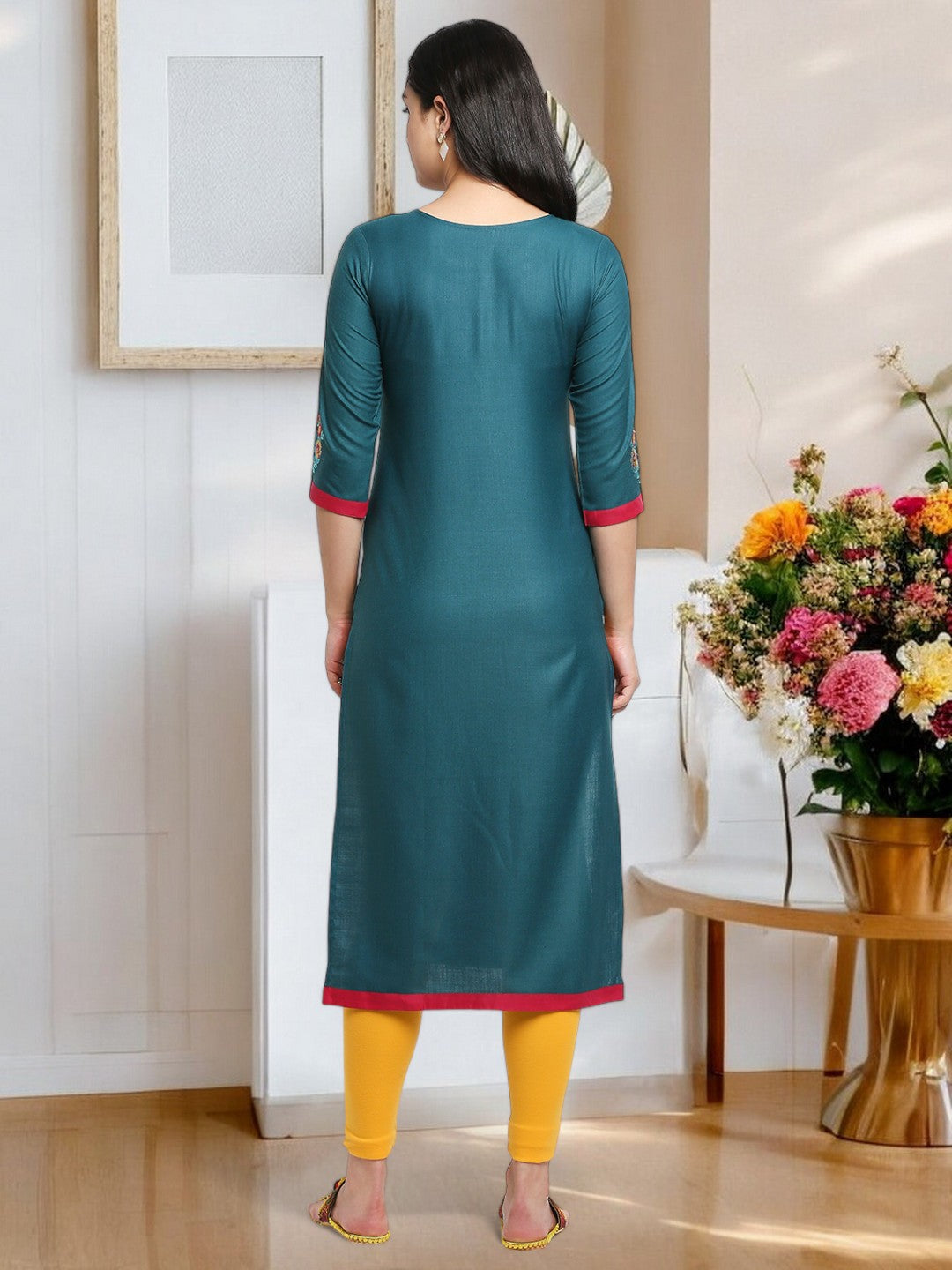 ETHNIC EMBROIDERED MATERNITY STRAIGHT KURTA