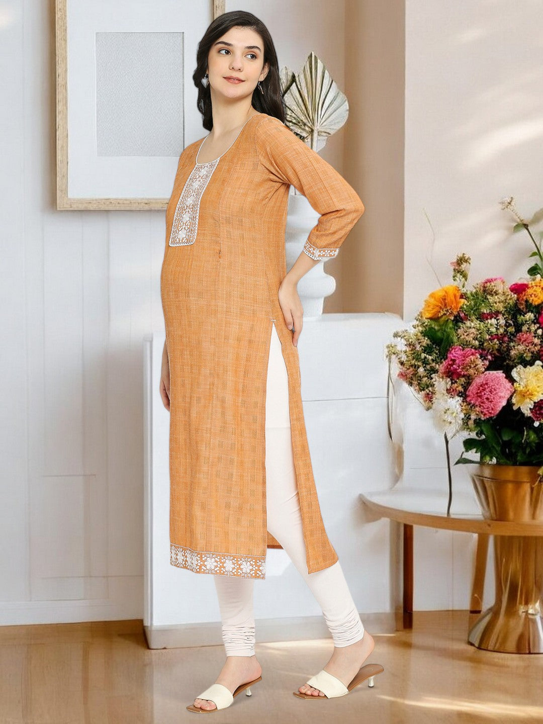 ETHNIC EMBROIDERED FEEDING STRAIGHT KURTA