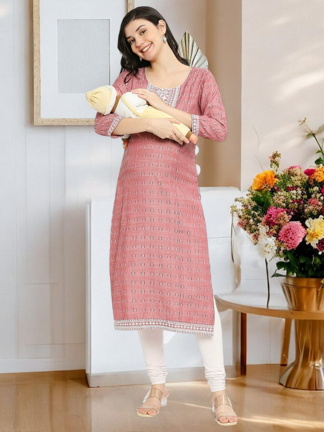 ETHNIC MATERNITY STRAIGHT KURTA FOR WOMEN
