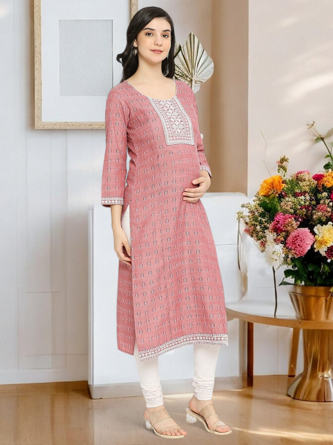 ETHNIC MATERNITY STRAIGHT KURTA FOR WOMEN