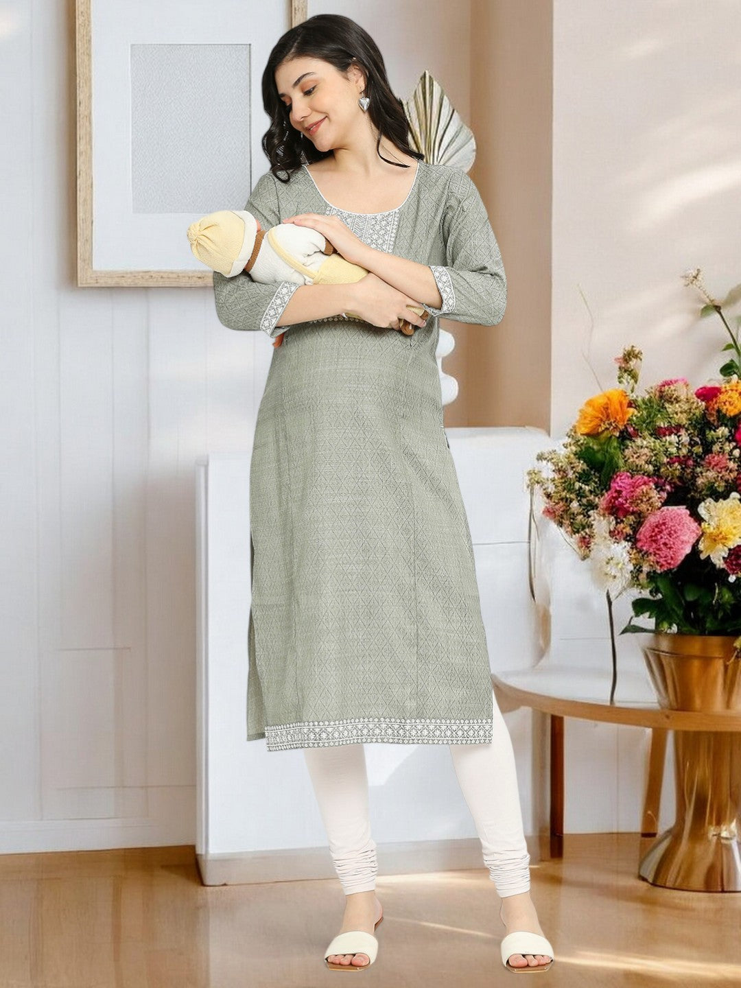 ETHNIC NURSING STRAIGHT KURTA FOR WOMEN