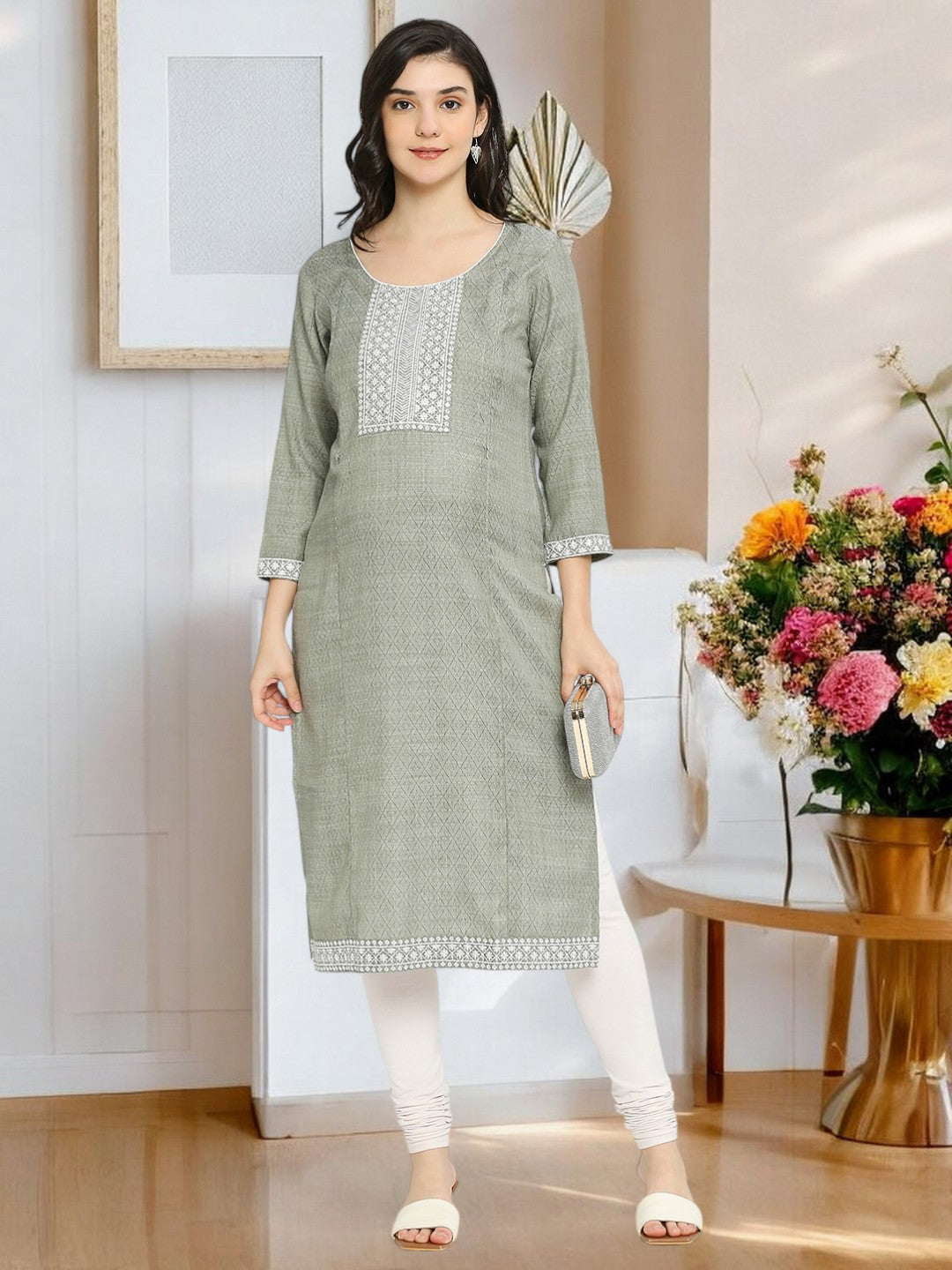 ETHNIC NURSING STRAIGHT KURTA FOR WOMEN